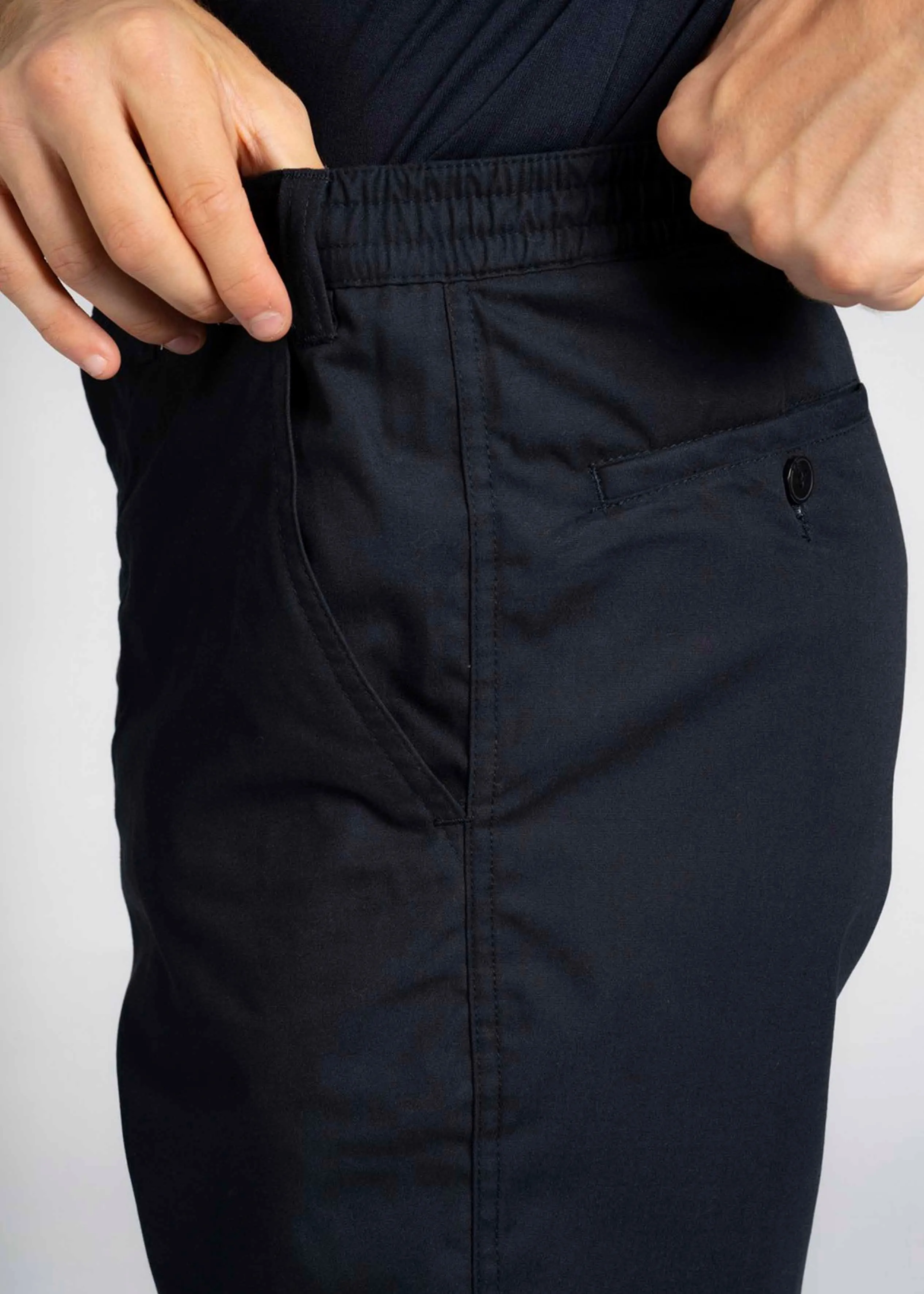 Bobby elastic waist velcro fly shorts - navy