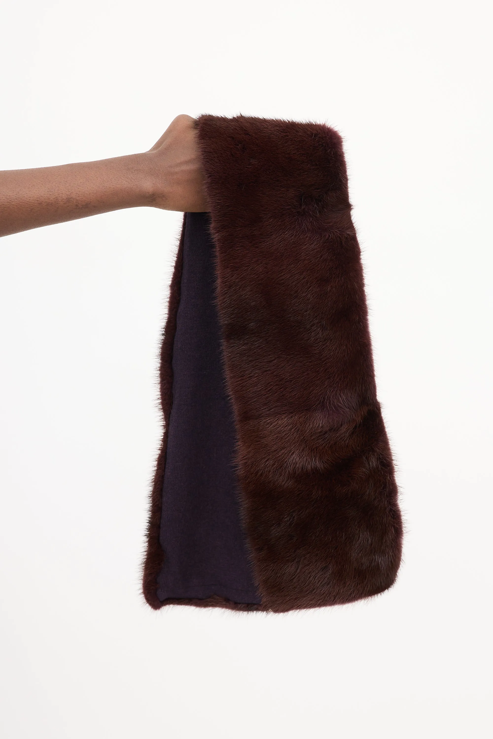 Brown Fur & Wool Scarf