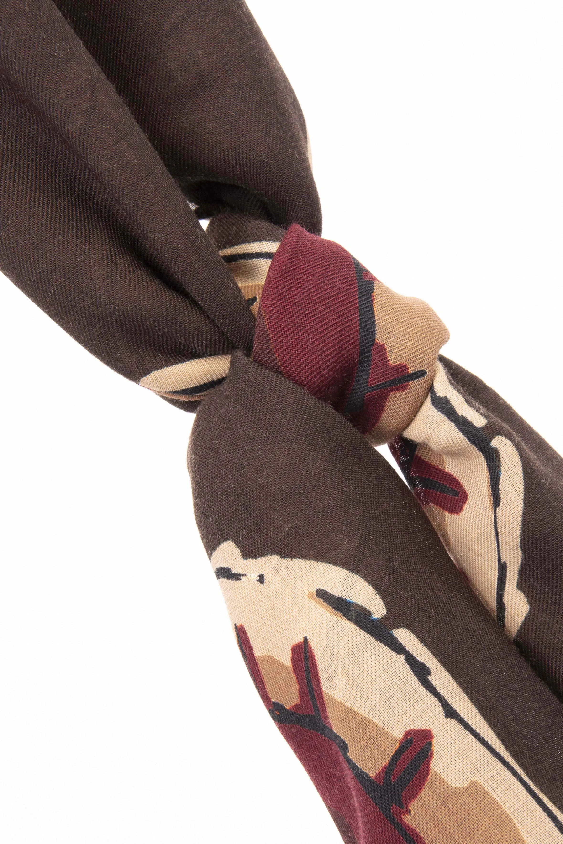 Brown Pure Italian Wool Medallion Scarf