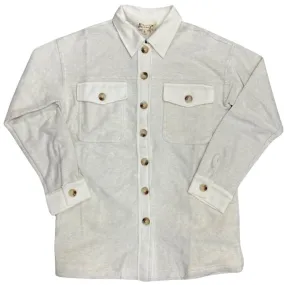 Brushed & Corduroy Shacket With Pockets - White