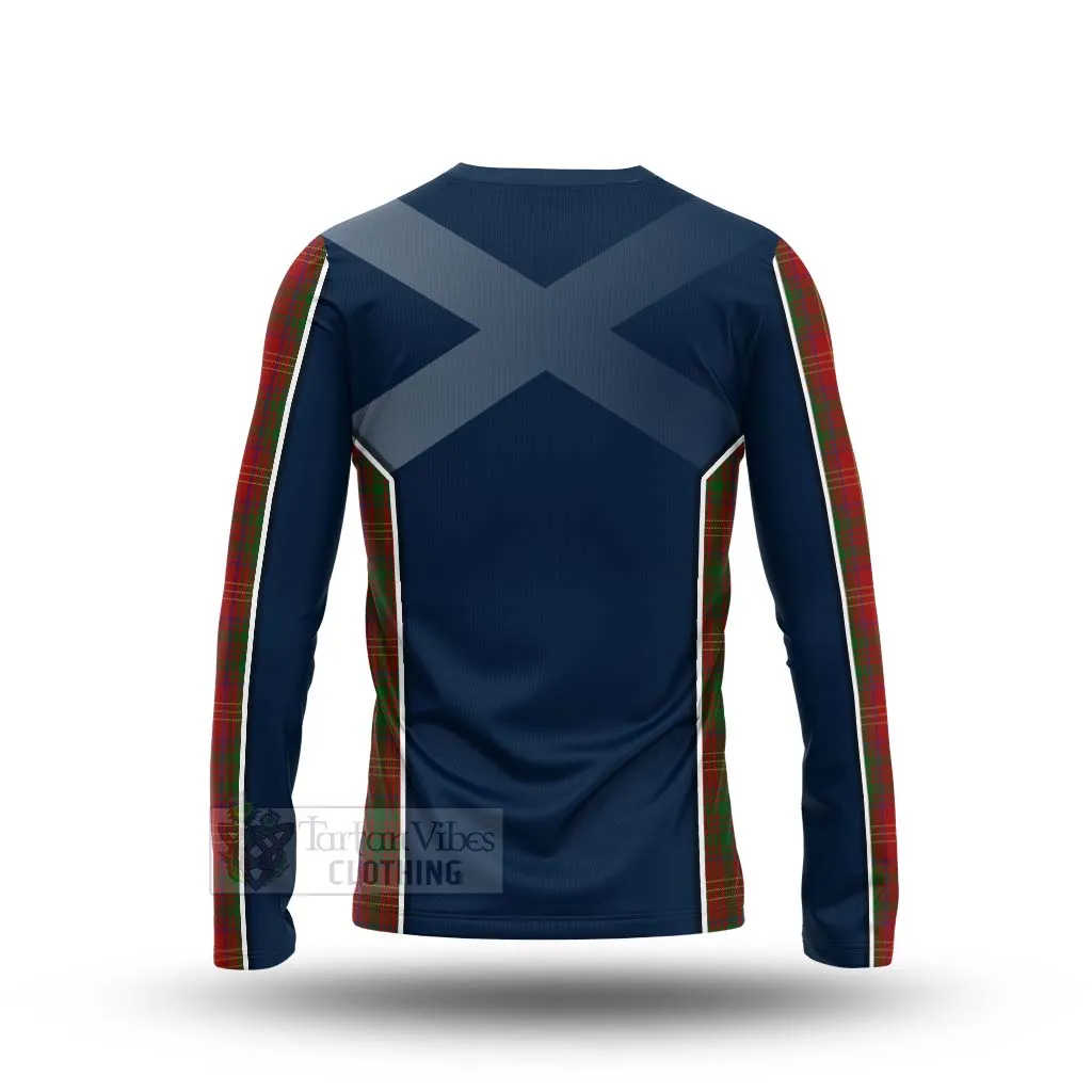 Burns Tartan Long Sleeve T-Shirt with Family Crest and Scottish Thistle Vibes Sport Style