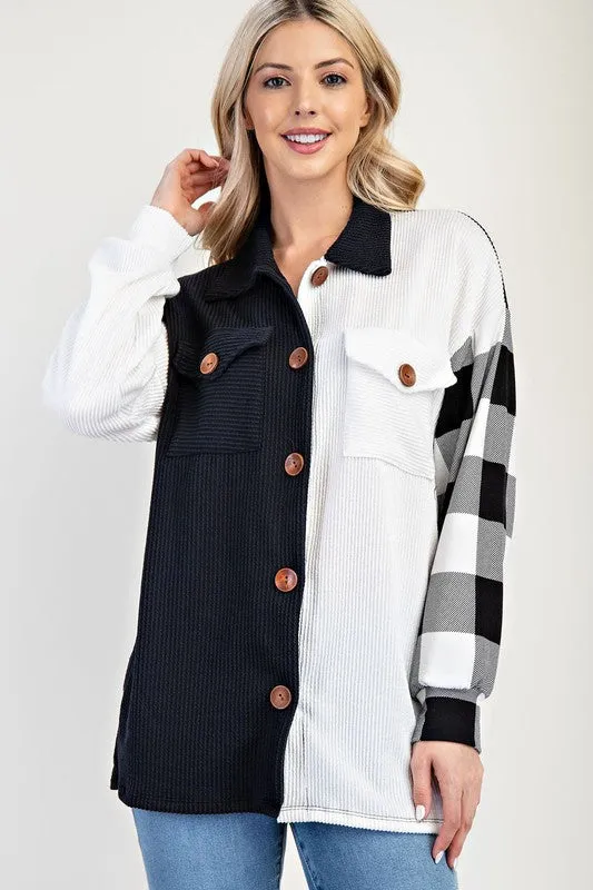 Celeste Plaid Contrast Button Down Shacket