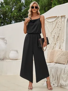 Chain Detail Asymmetrical Neck Jumpsuit