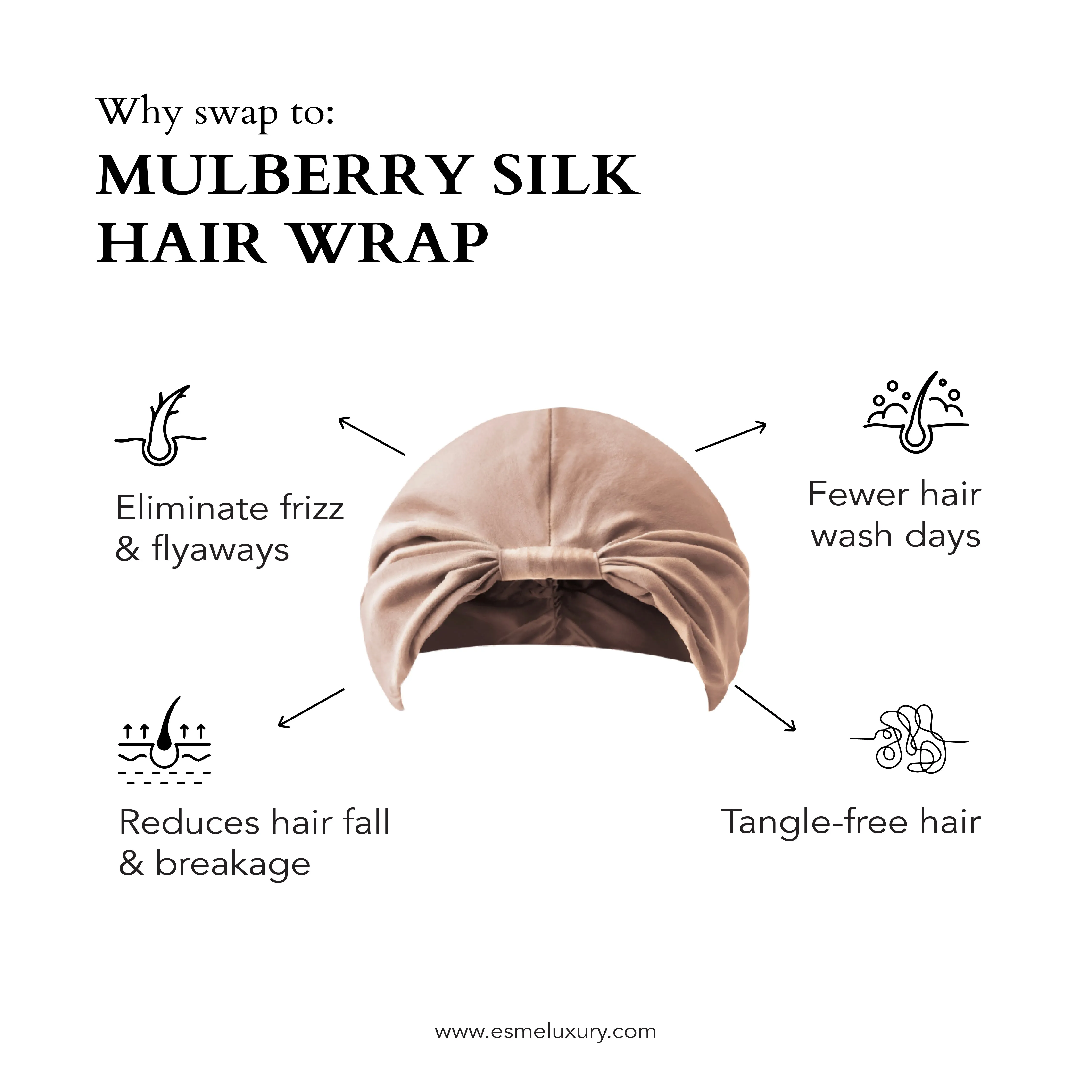 Champagne Pure Silk Hair Wrap