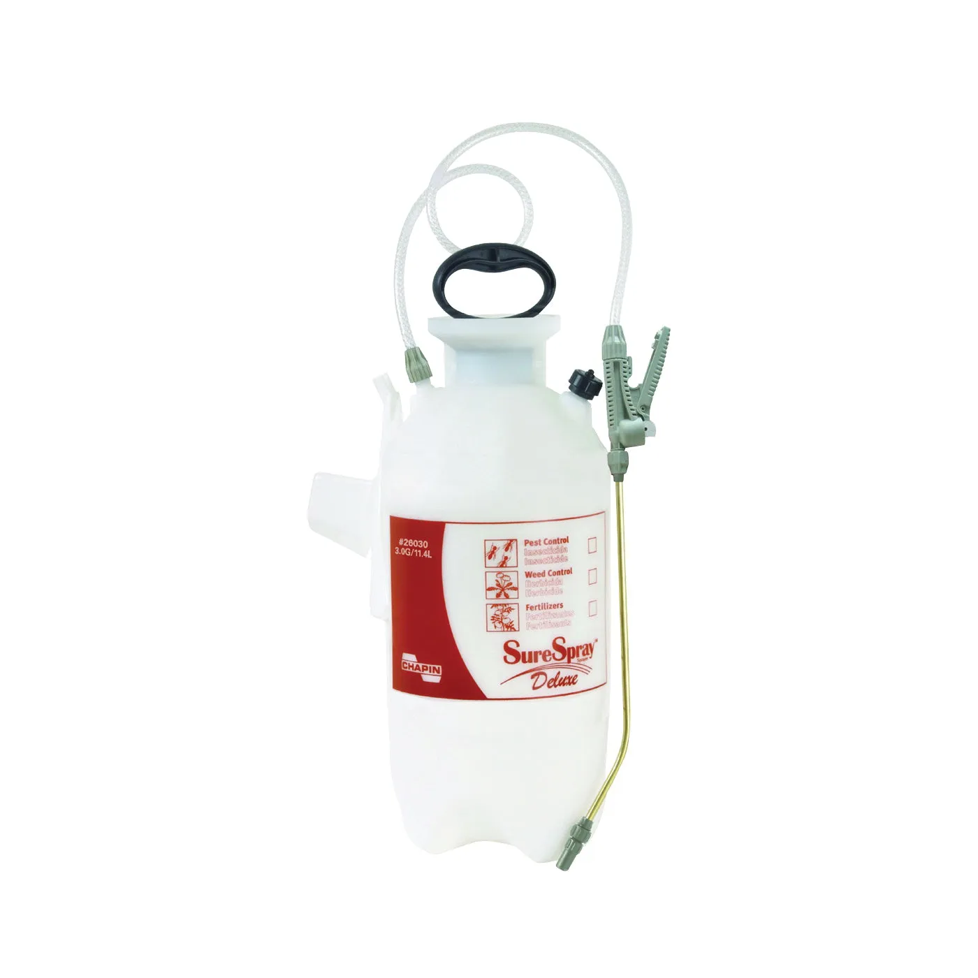 CHAPIN SureSpray 26030 Compression Sprayer, 3 gal Tank, Poly Tank, 34 in L Hose