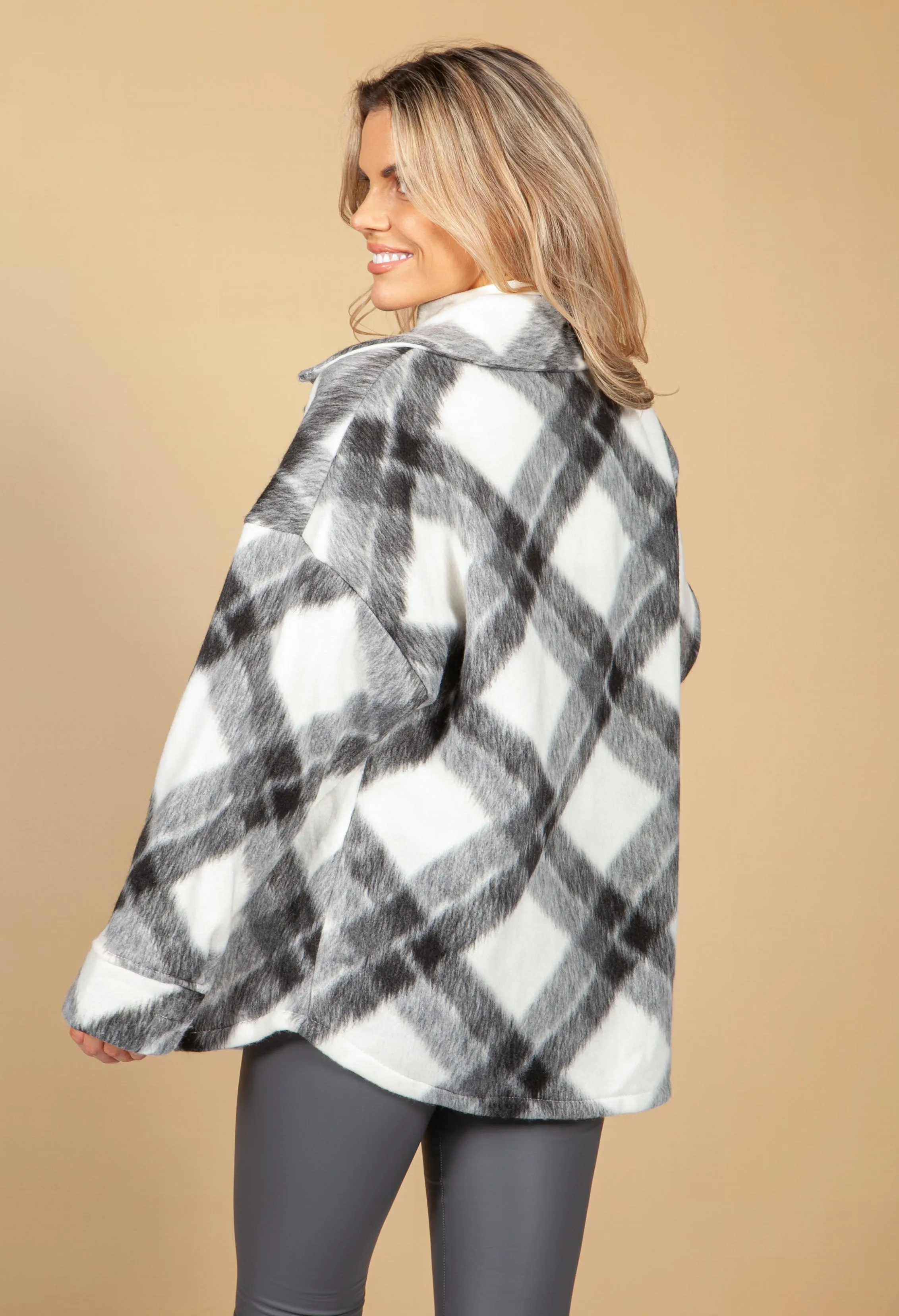 Charcoal Soft Check Shacket