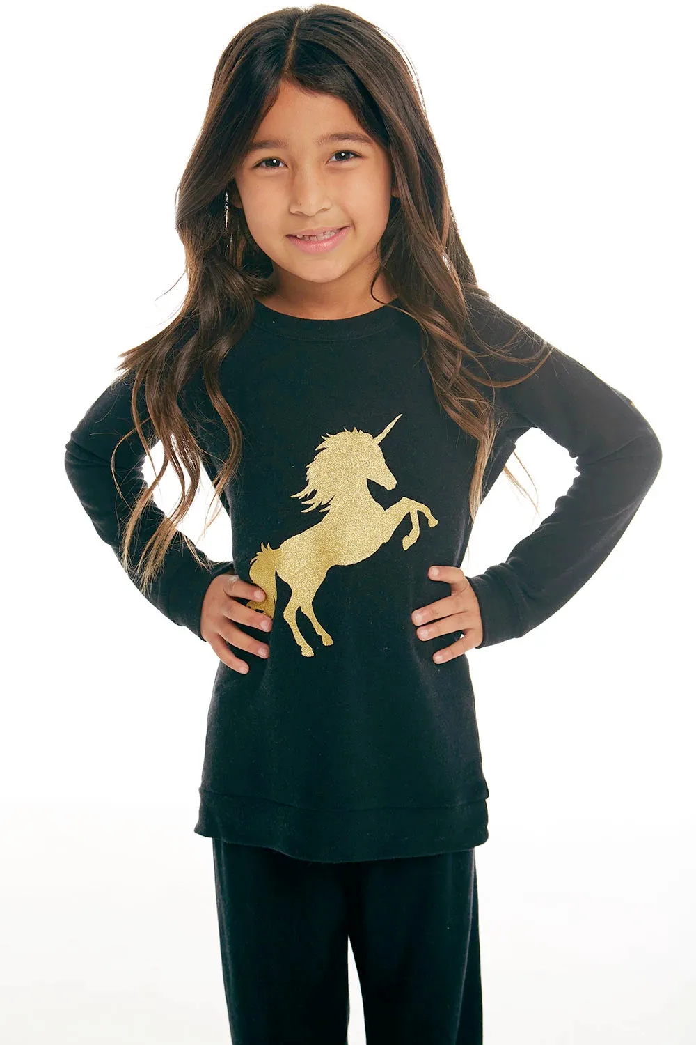 Chaser Kids - Girls Raglan Pullover "Golden Unicorn"