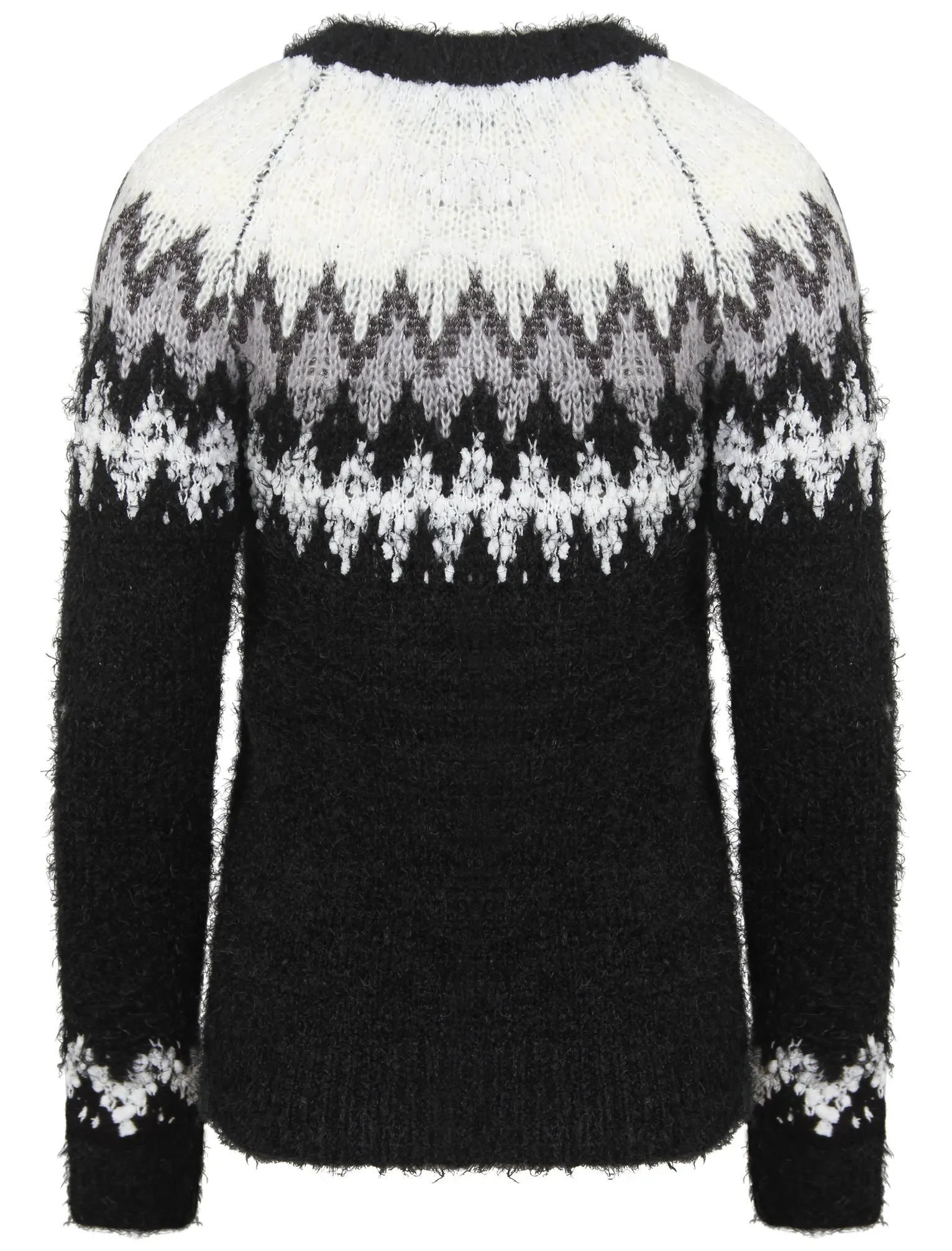 Chaucer Fairisle Pattern Fluffy Knit Jumper in Black - Tokyo Laundry