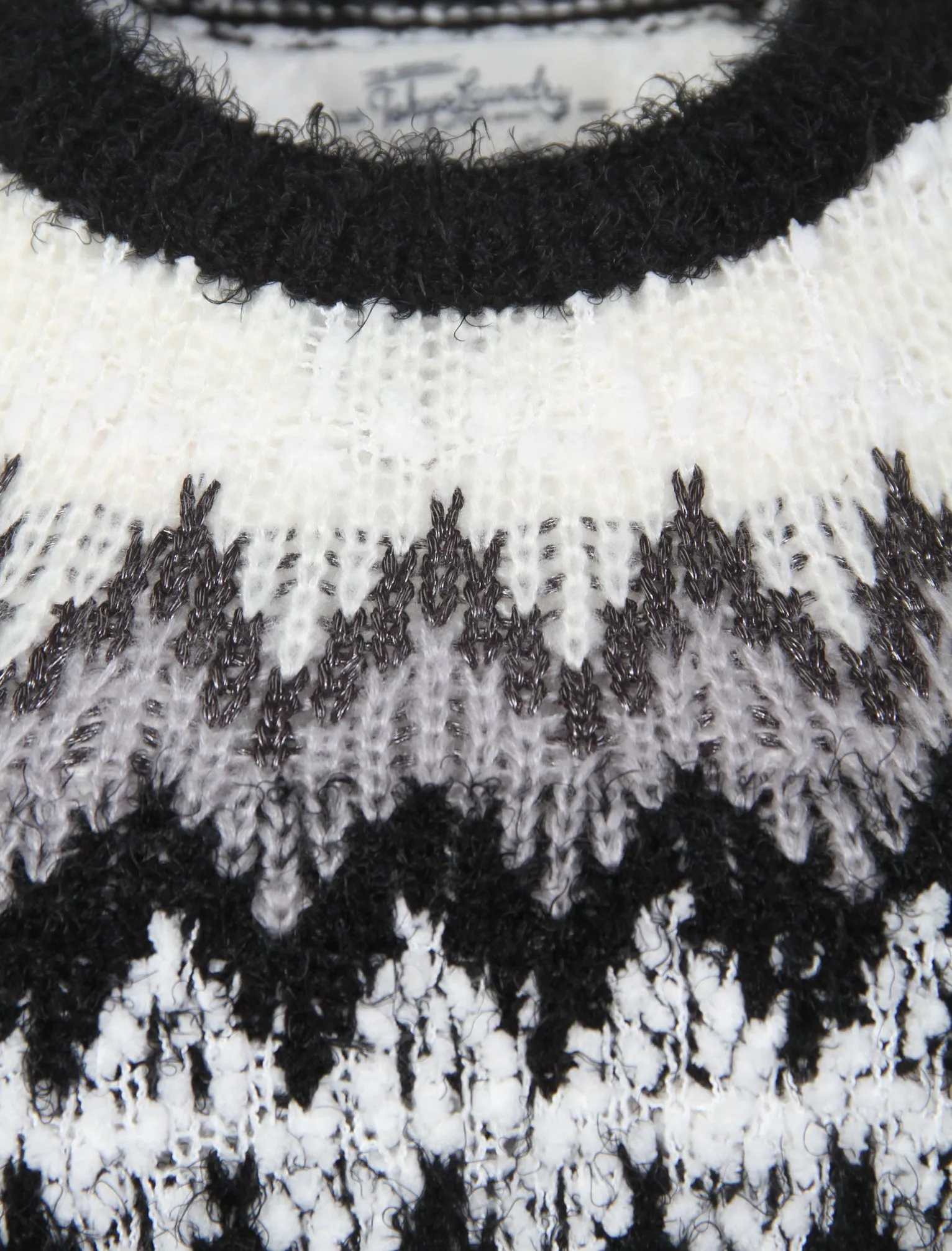 Chaucer Fairisle Pattern Fluffy Knit Jumper in Black - Tokyo Laundry