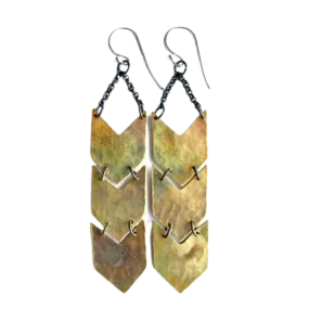 Chevron Earrings - Brass - Triple