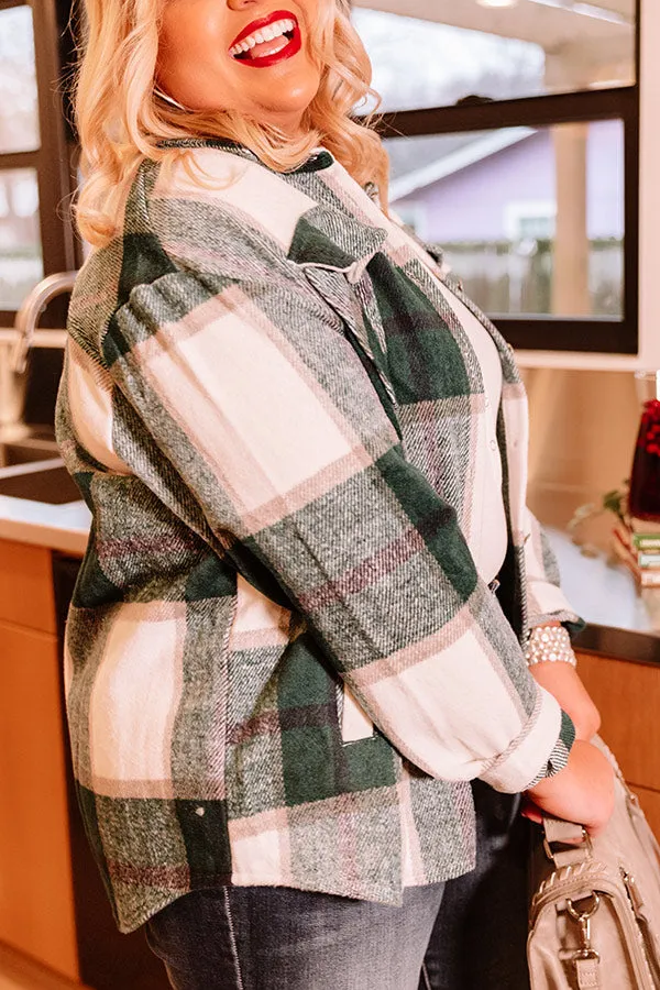 Chicago Kisses Plaid Jacket In Hunter Green Curves