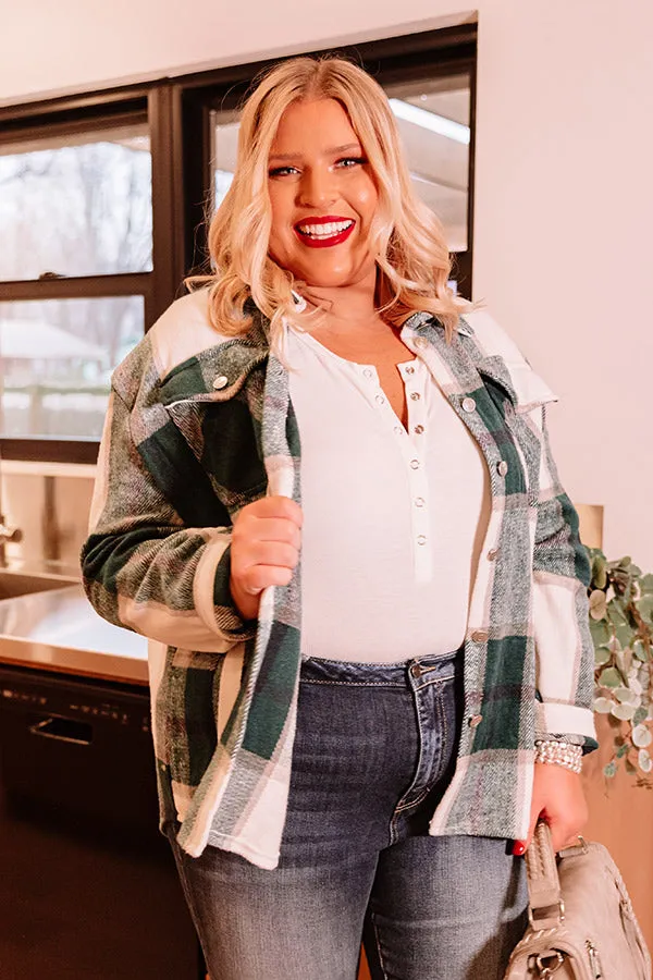 Chicago Kisses Plaid Jacket In Hunter Green Curves