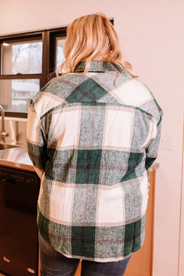 Chicago Kisses Plaid Jacket In Hunter Green Curves