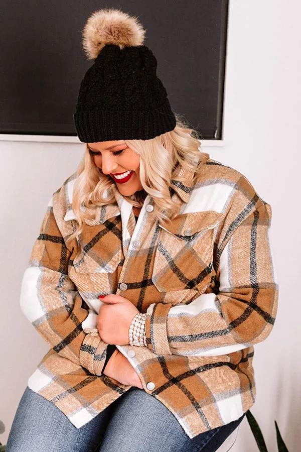 Chicago Kisses Plaid Jacket In Khaki Curves