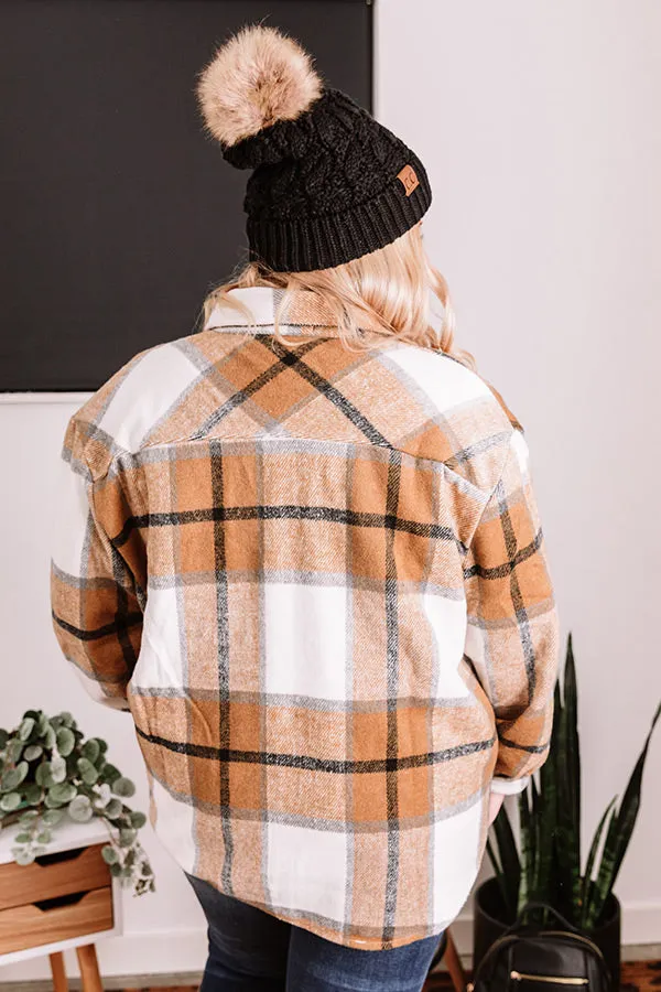 Chicago Kisses Plaid Jacket In Khaki Curves