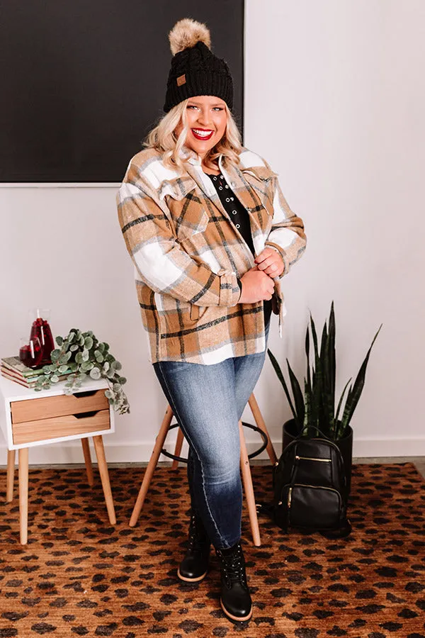 Chicago Kisses Plaid Jacket In Khaki Curves