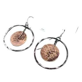 Circles Within Brass and Sterling Earrings - Small