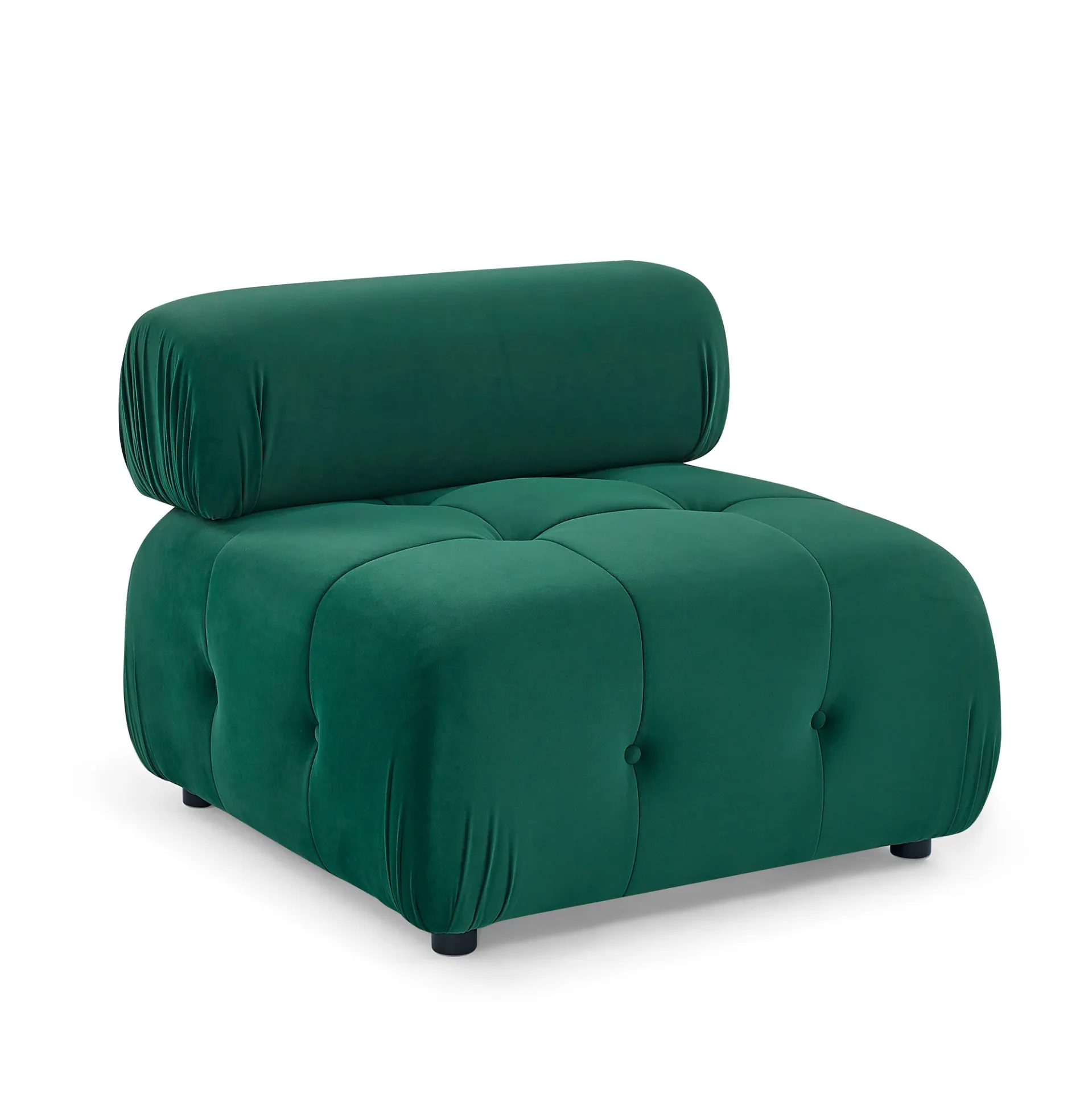 Clermont-Ferrand | Green Modular Modern Luxury Button Tufted L Shaped Couch Sectional Sofa, with Reversible Ottoman