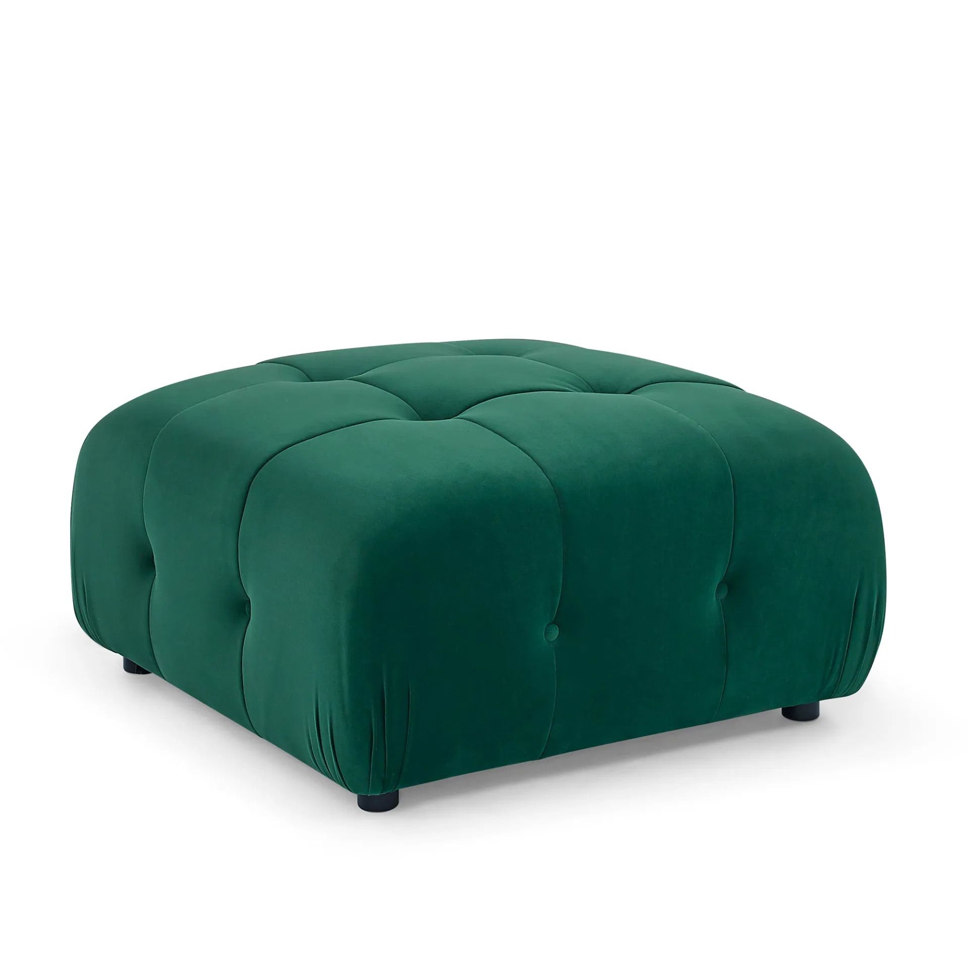 Clermont-Ferrand | Green Modular Modern Luxury Button Tufted L Shaped Couch Sectional Sofa, with Reversible Ottoman