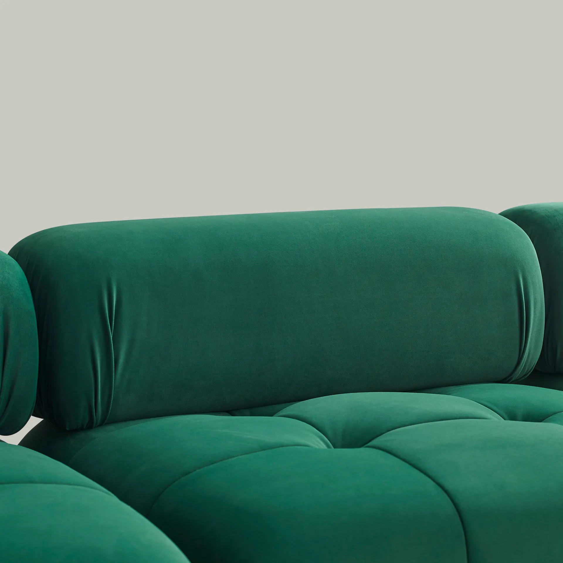 Clermont-Ferrand | Green Modular Modern Luxury Button Tufted L Shaped Couch Sectional Sofa, with Reversible Ottoman