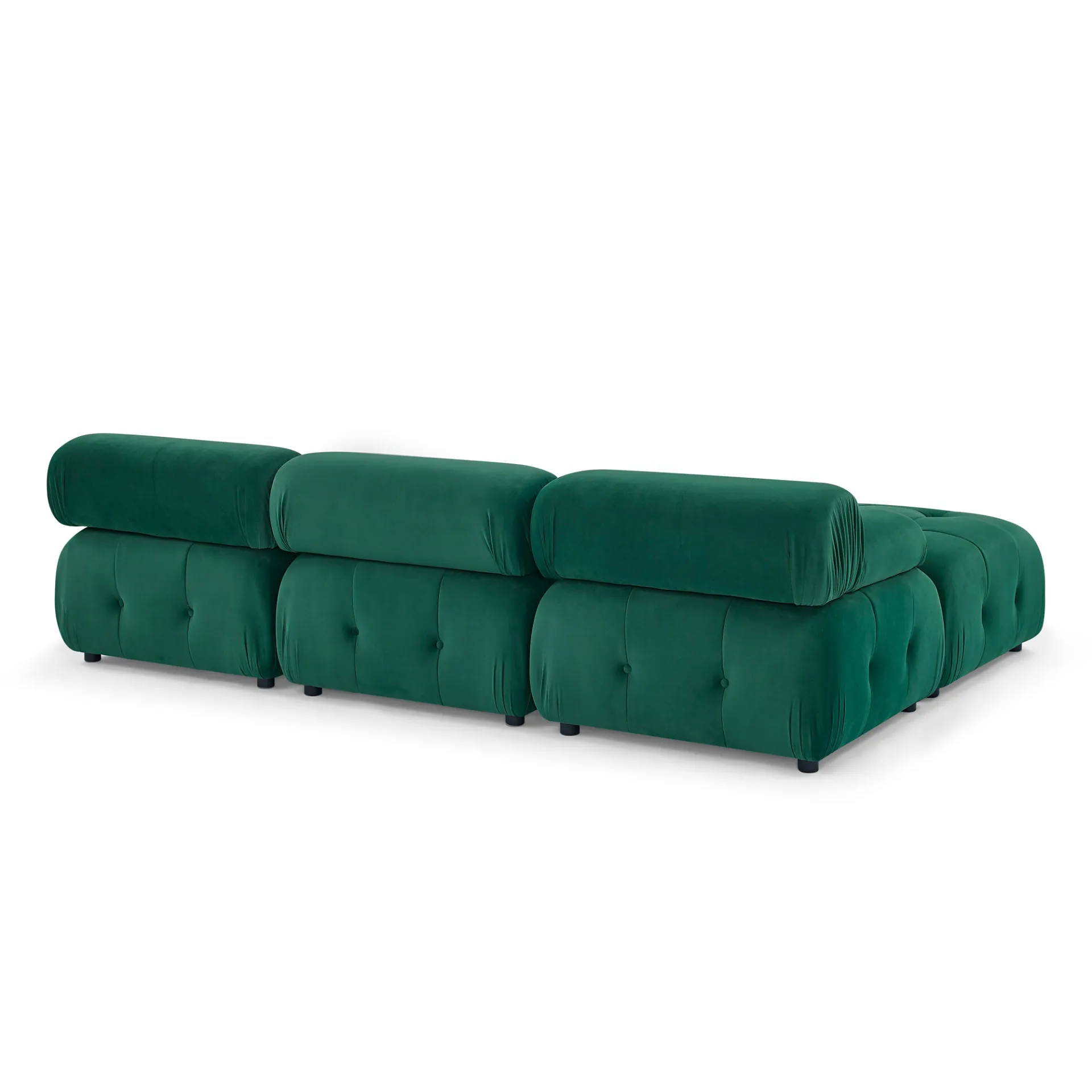 Clermont-Ferrand | Green Modular Modern Luxury Button Tufted L Shaped Couch Sectional Sofa, with Reversible Ottoman