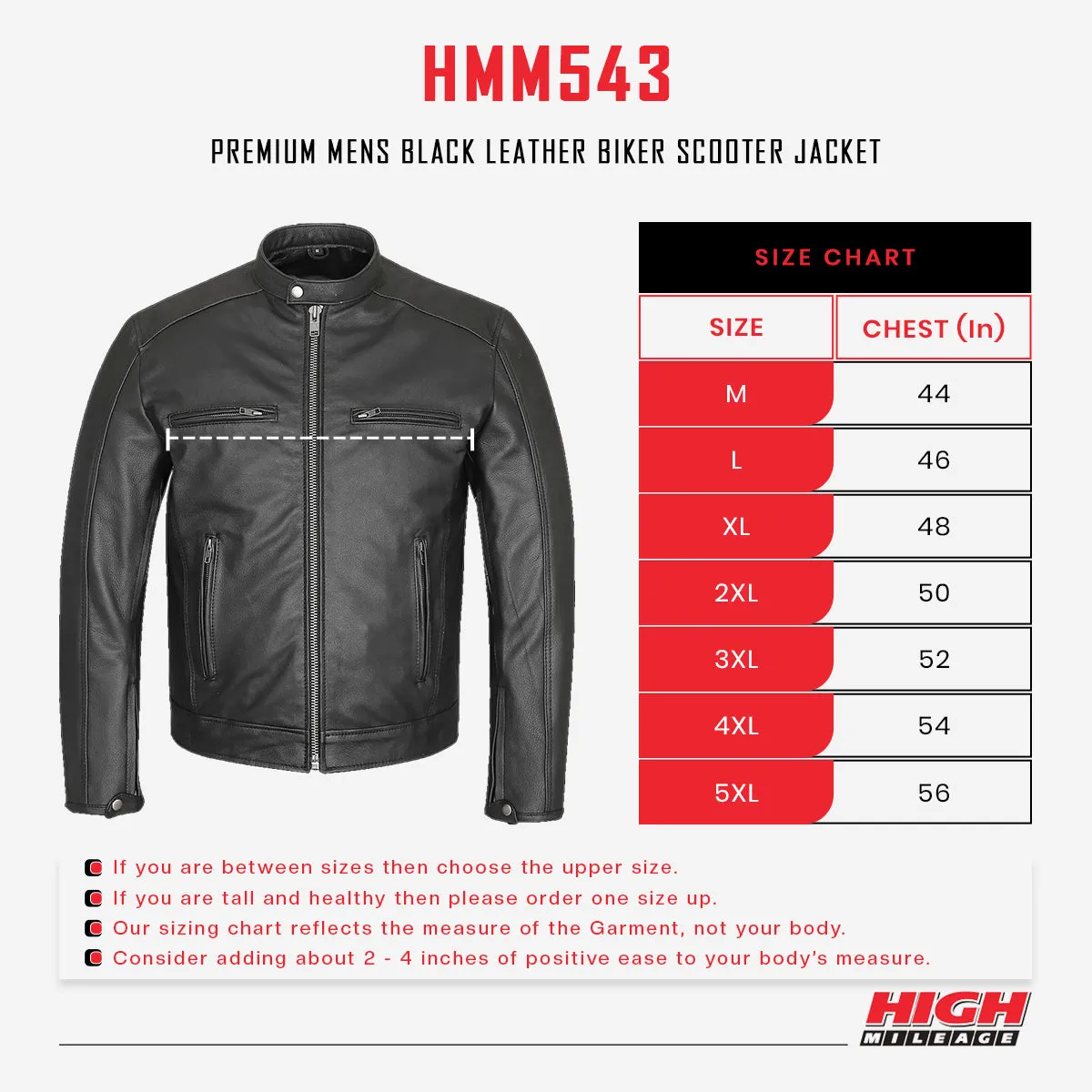 *Closeout* HMM543 High Mileage Premium Men's Black Leather Jacket