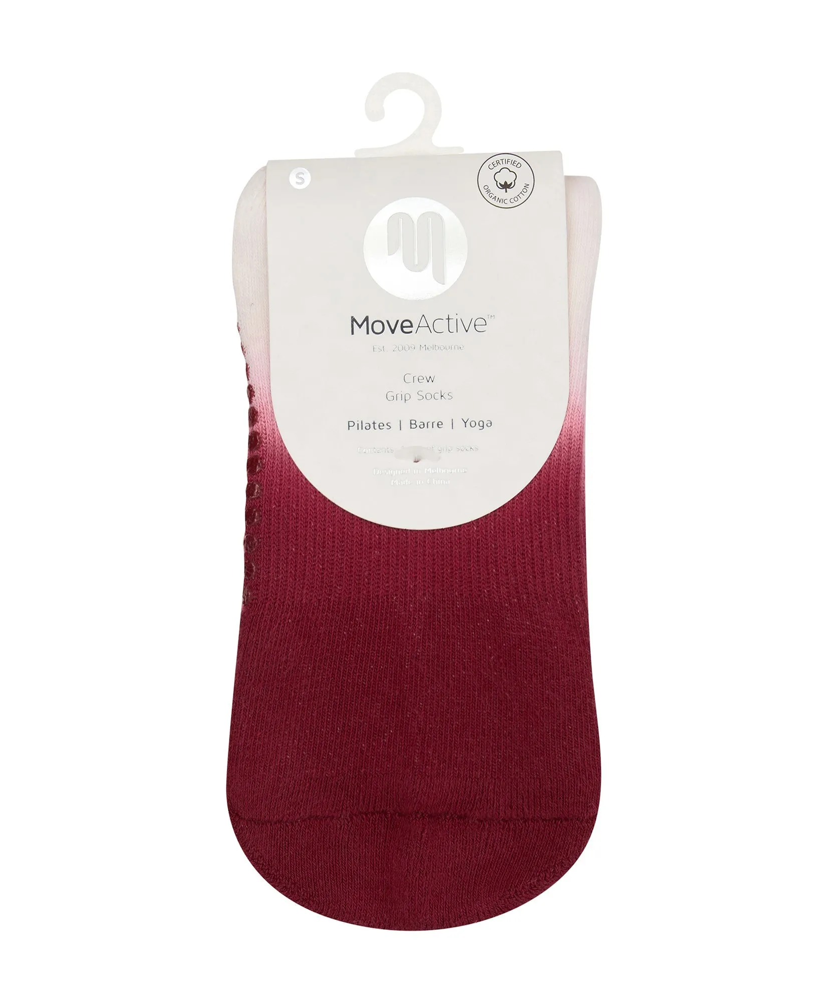 Crew Non Slip Grip Socks - Berry Kiss