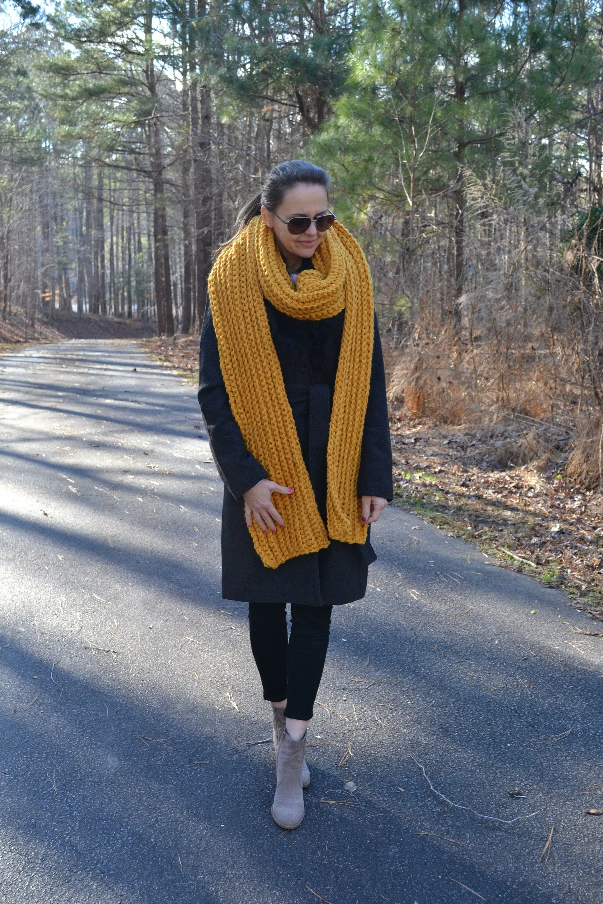 Crochet Pattern Luxury Mustard Scarf, Women's Crochet Scarf, Chunky Oversized Scarf, Warm Scarf, Ribbed Scarf , Oversized scarf