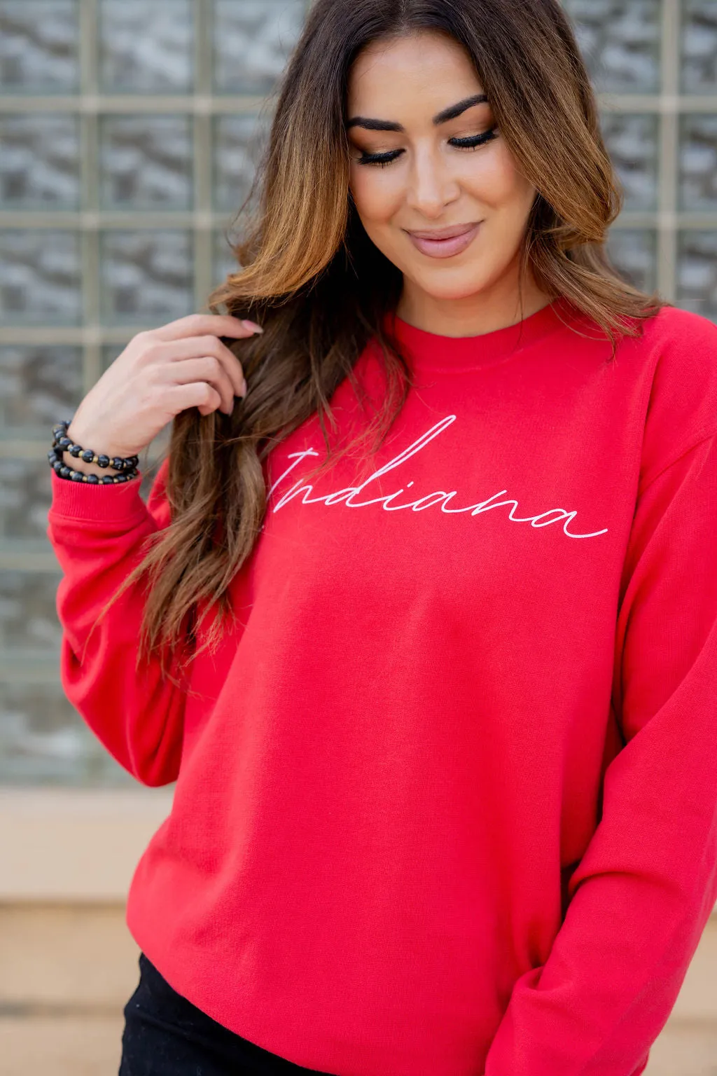 Cursive Indiana Graphic Crewneck