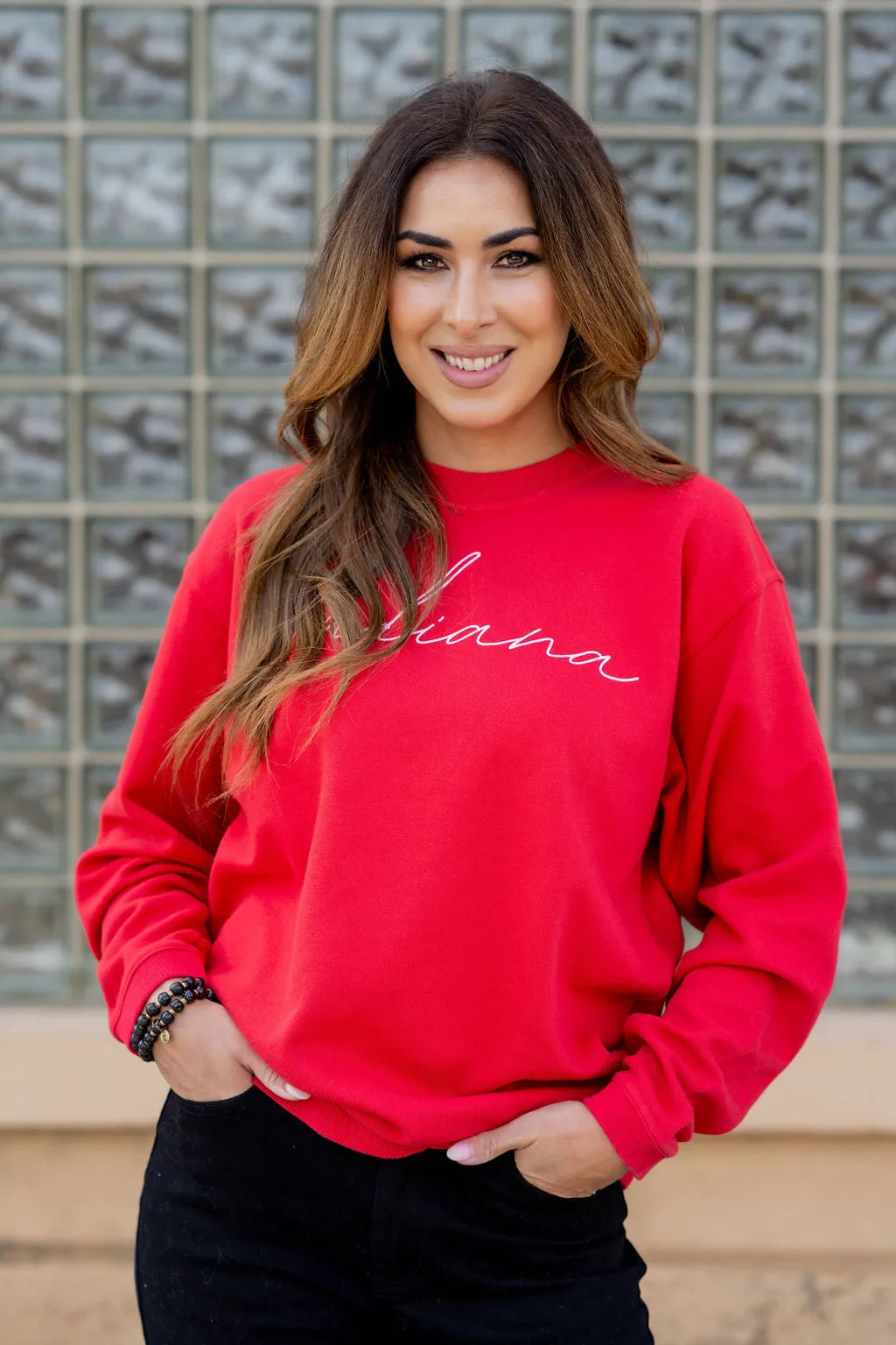 Cursive Indiana Graphic Crewneck