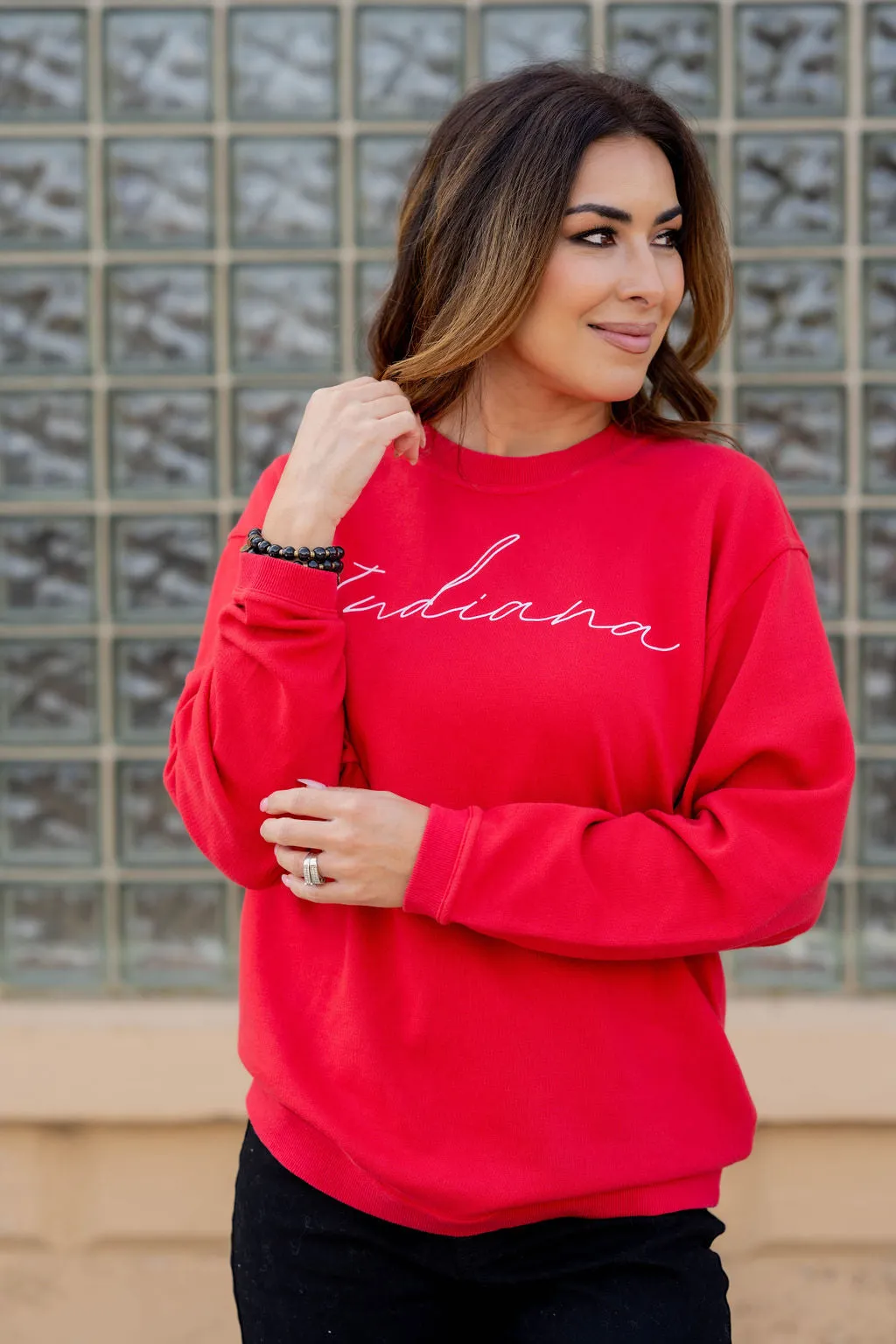 Cursive Indiana Graphic Crewneck