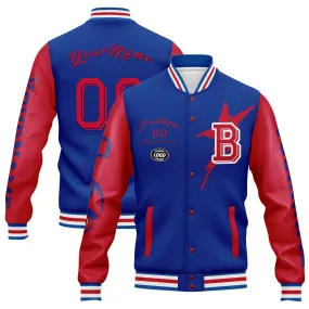 Custom Blue Red Buffalo Jacket Bomber Full-Snap Varsity Letterman Personalized Jacket FZ005SX-D020290-4