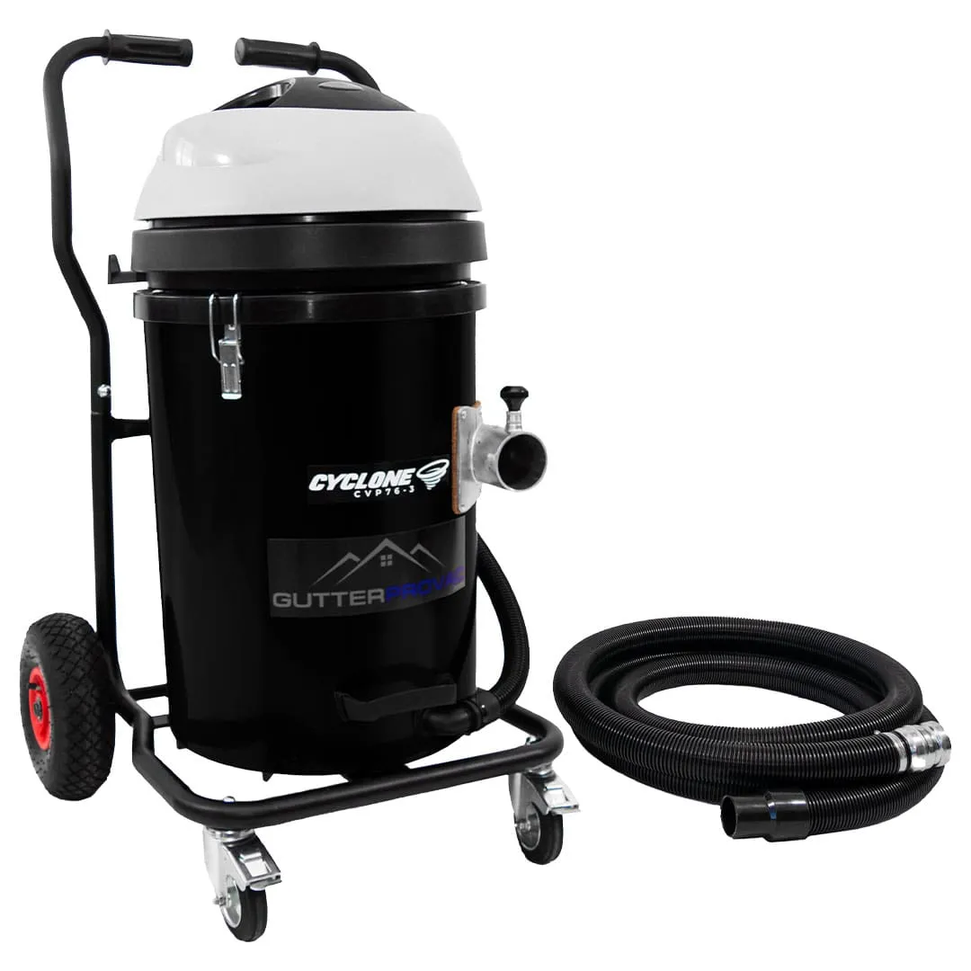 Cyclone II 3600W Polypropylene 20 Gallon Gutter Vacuum with 40 Foot Carbon Fiber Clamping  Poles and Bag