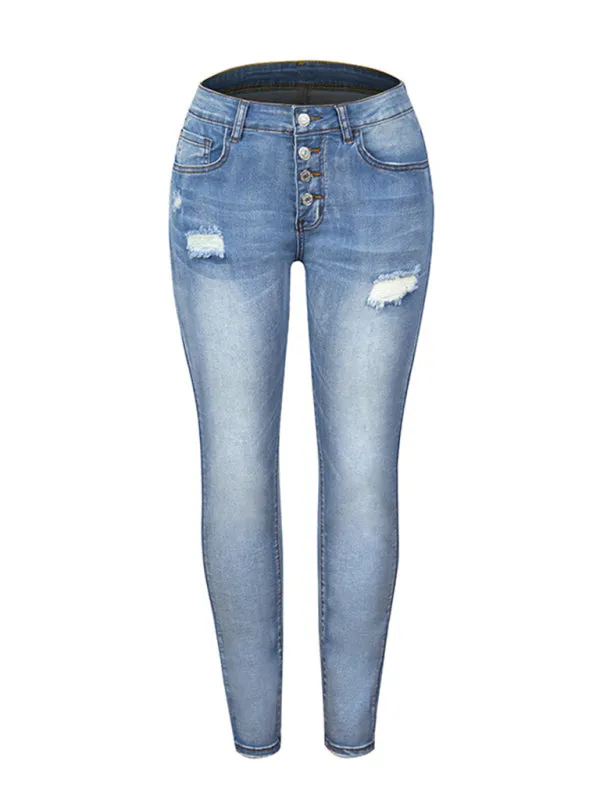 Denim Slim Ripped High Stretch Ladies Denim Trousers