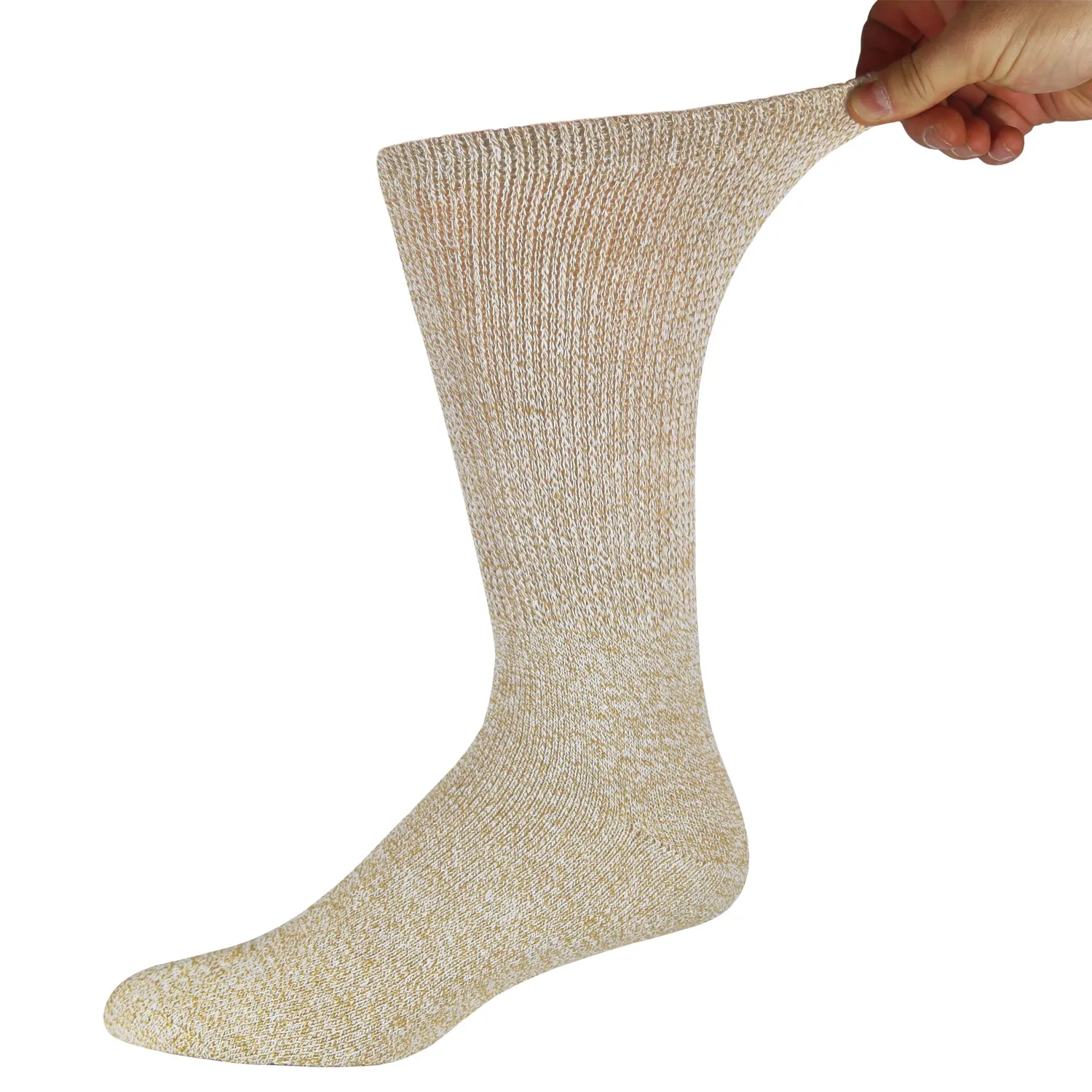 Diabetic Cotton Crew Socks with Non Binding Top, Extra Soft Socks, Marled Heather Gray