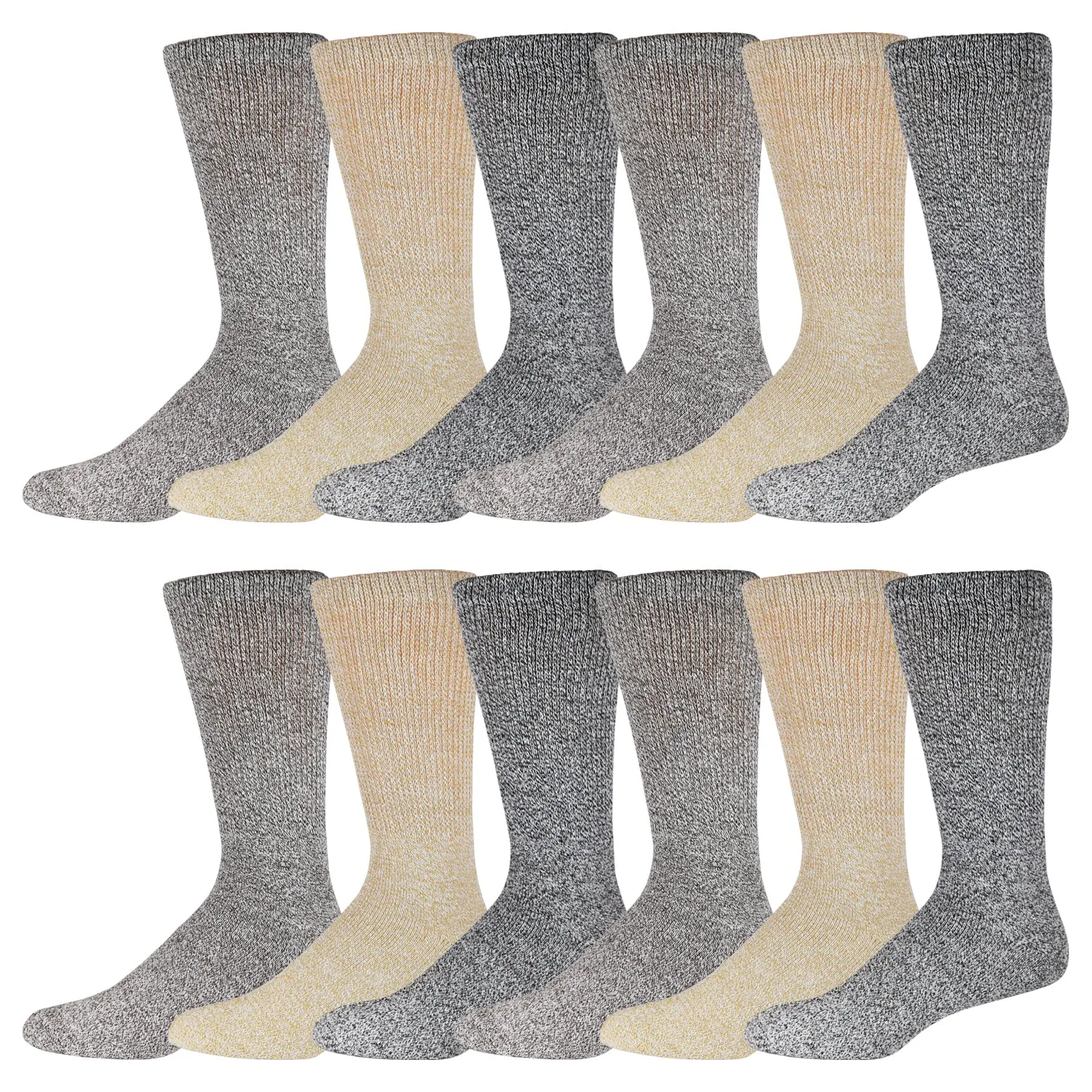 Diabetic Cotton Crew Socks with Non Binding Top, Extra Soft Socks, Marled Heather Gray