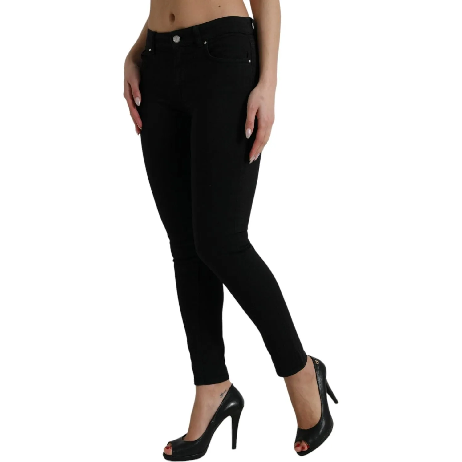 Dolce & Gabbana Chic Black Mid Waist Stretch Jeans