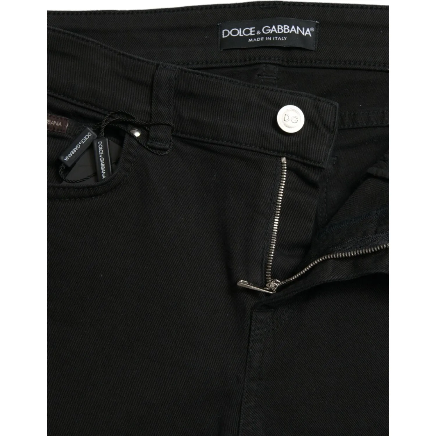 Dolce & Gabbana Chic Black Mid Waist Stretch Jeans