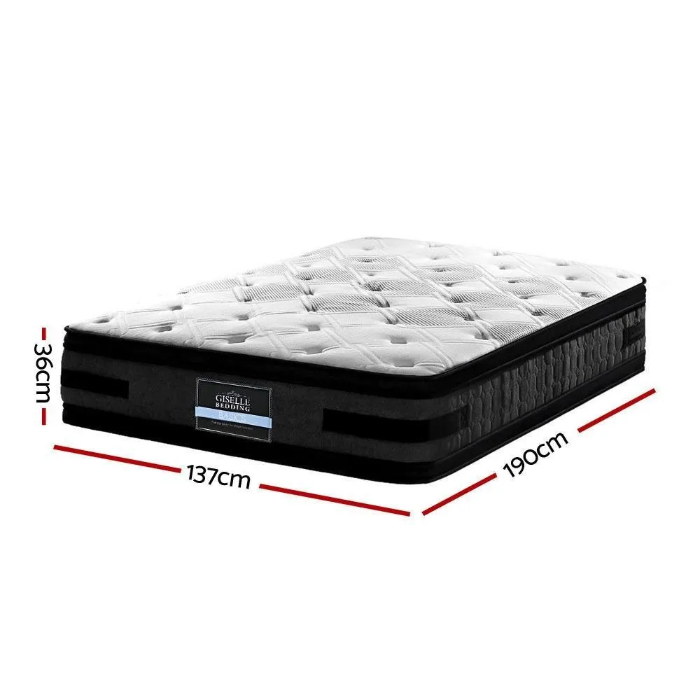 Double Premium Package | Henley LED Bed Black, Luna Series Euro Top Mattress (Medium Firm) & Bamboo Mattress Topper!