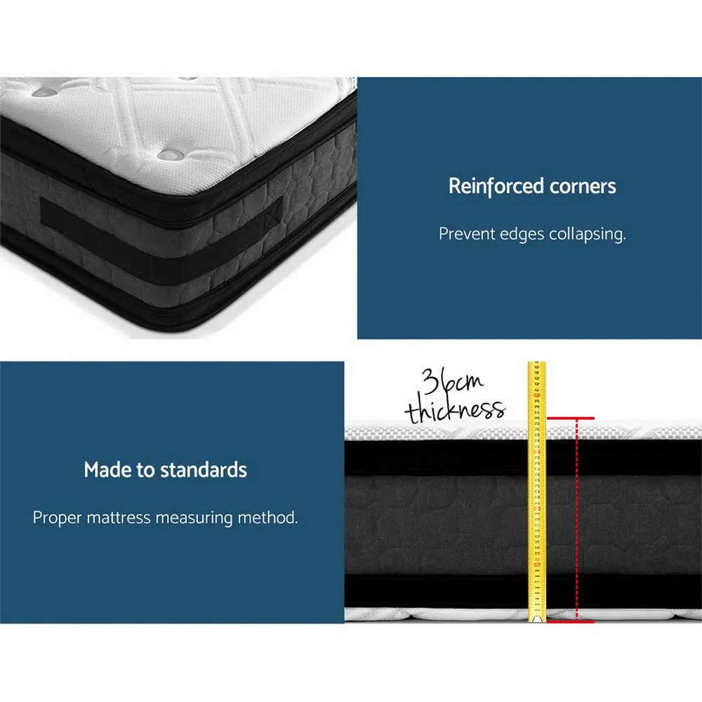 Double Premium Package | Henley LED Bed Black, Luna Series Euro Top Mattress (Medium Firm) & Bamboo Mattress Topper!