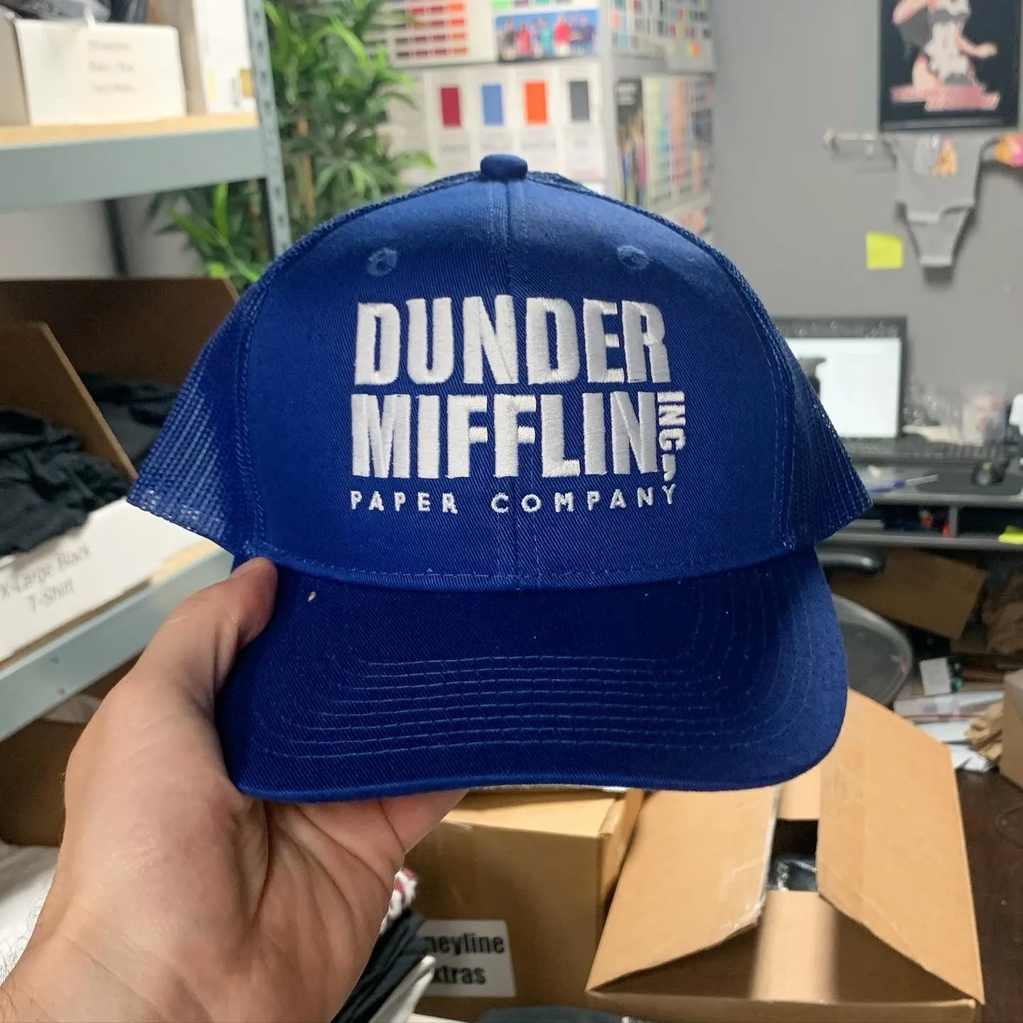 Dunder Mifflin - Premium Trucker Hat Royal Blue