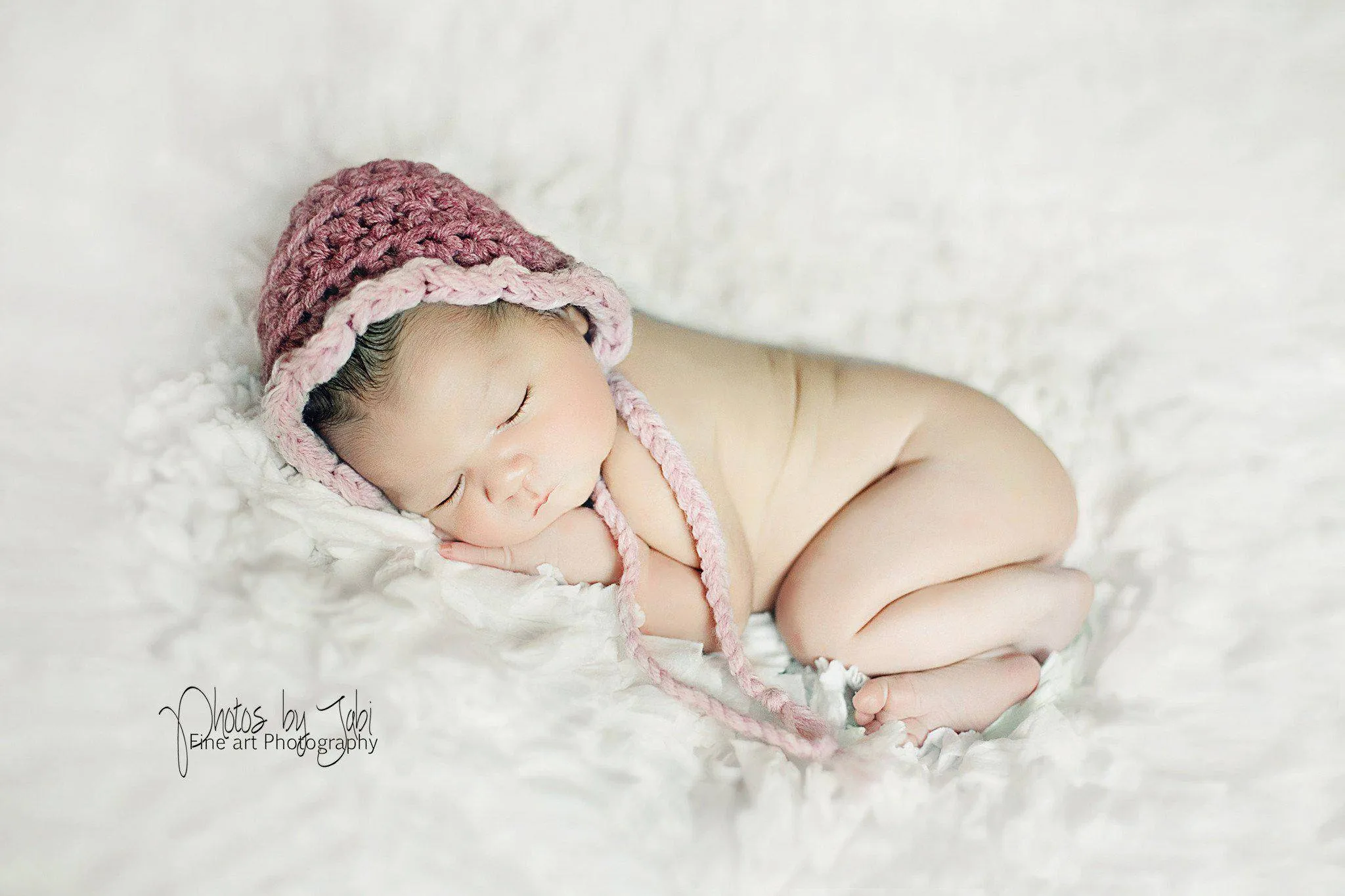 Dusty Rose Pink Newborn Scallop Bonnet