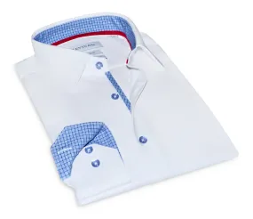 Edward Super Stretch Button-Up Shirt With Contrast Details // White // Tailored Fit (Fitted)