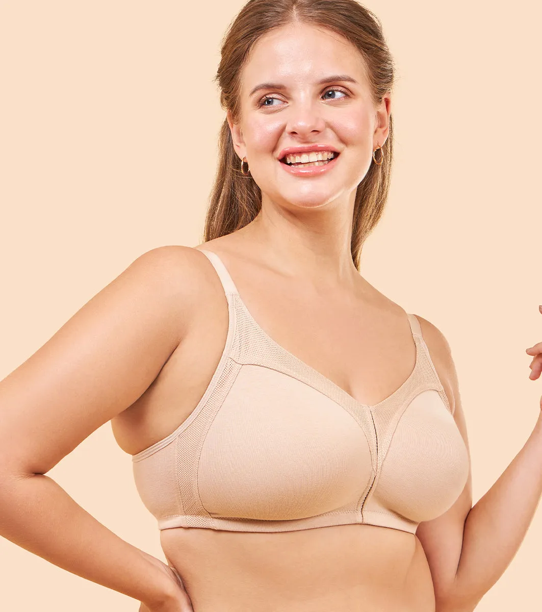 Enamor Fab-Cool AB75 M-frame Jiggle Control Full Support Stretch Cotton Bra for Women- Full Coverage, Non Padded and Wirefree - Pale Skin