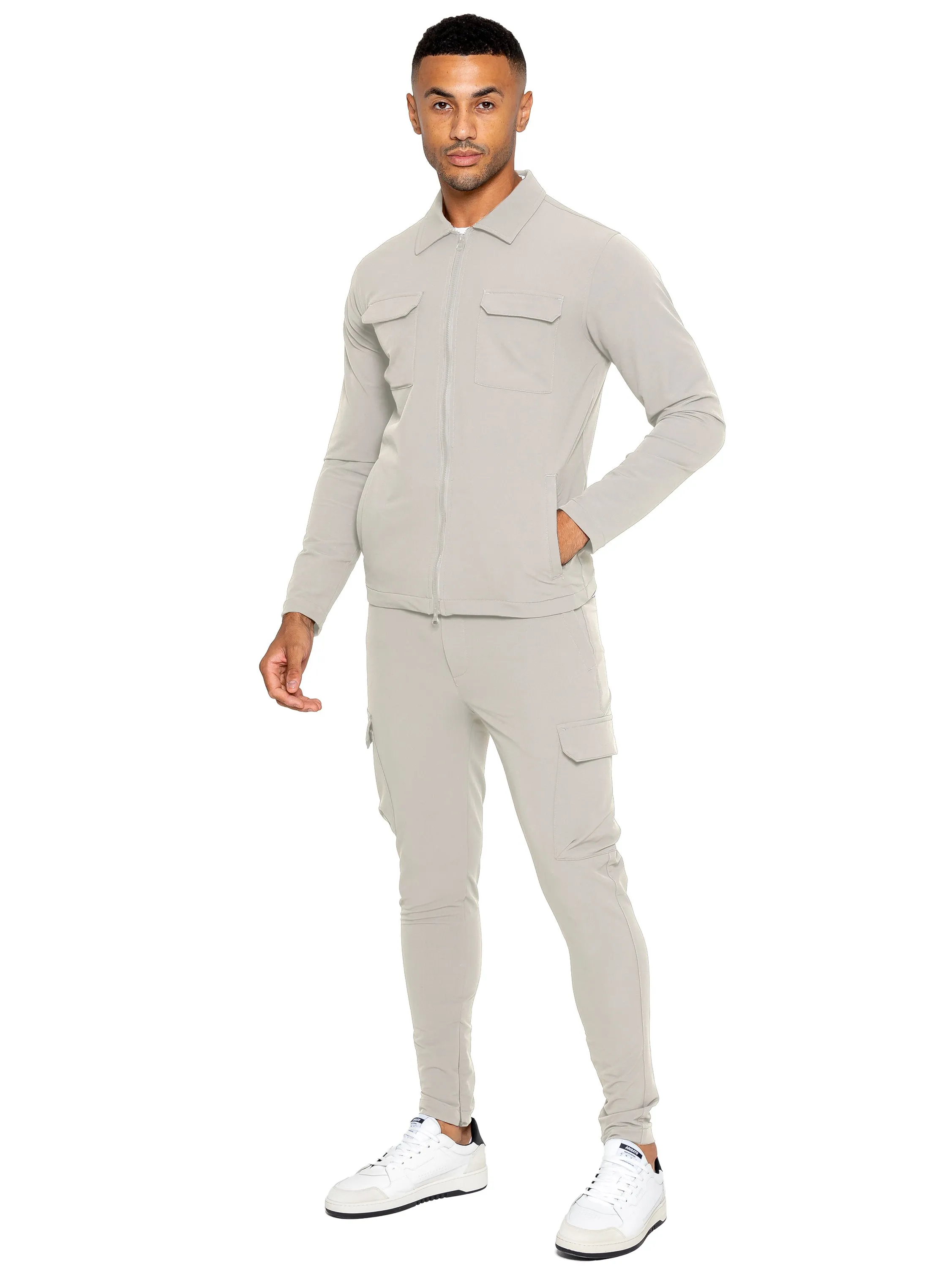 Enzo | Mens Cargo Shacket Tracksuit Set