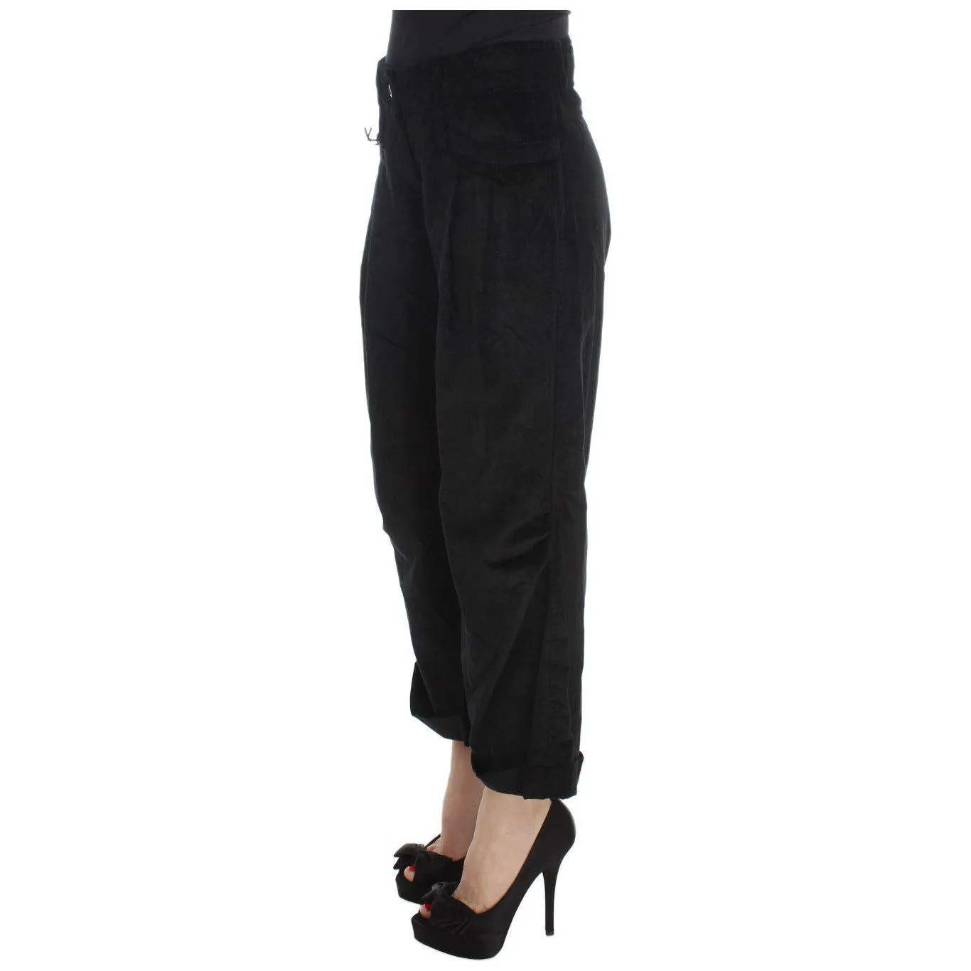 Ermanno Scervino Chic Black Wide Leg Cotton Jeans