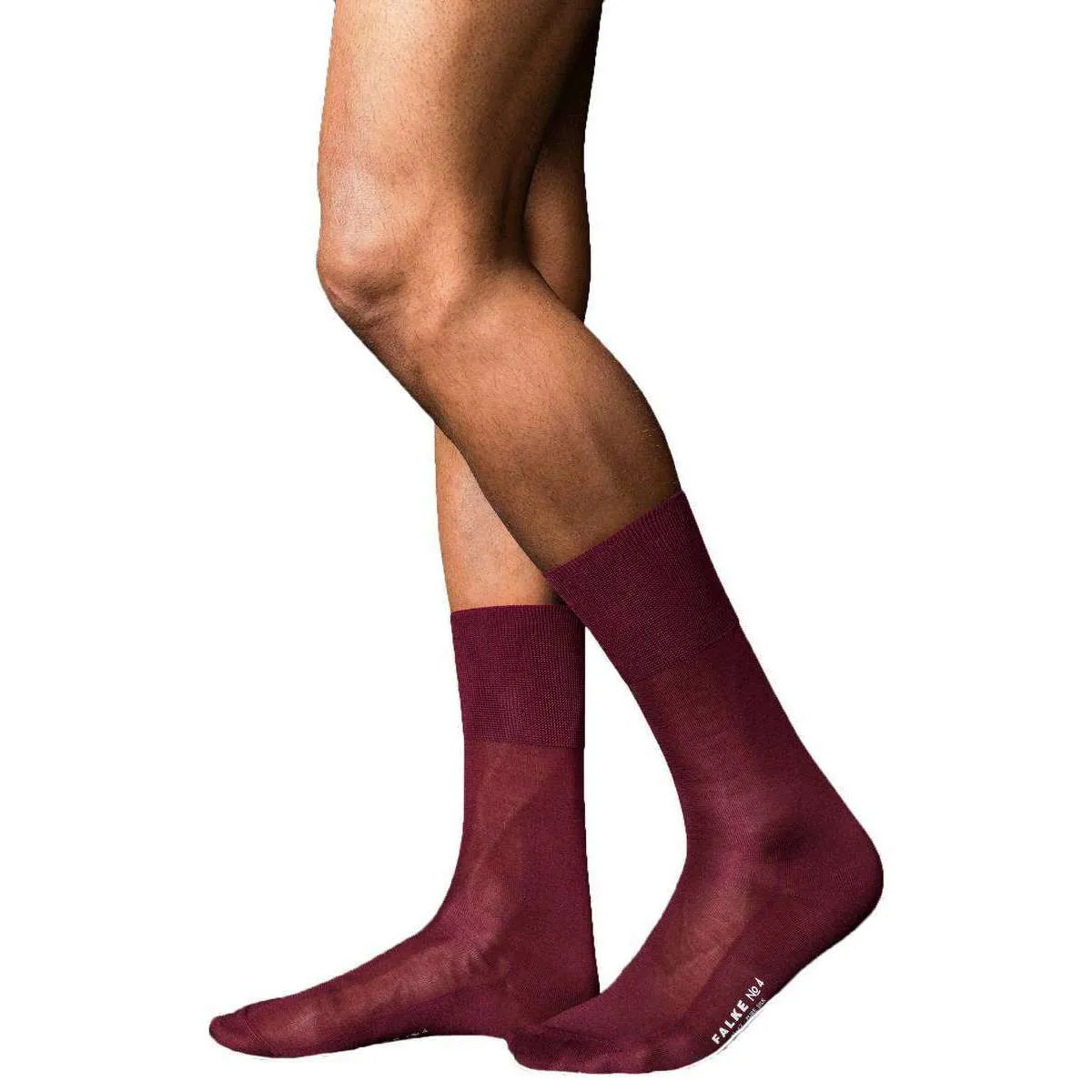 Falke No4 Pure Silk Midcalf Socks - Barolo Red