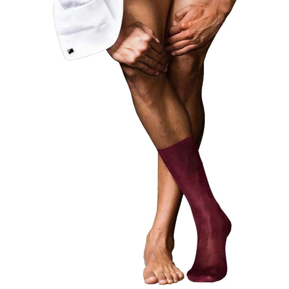 Falke No4 Pure Silk Midcalf Socks - Barolo Red