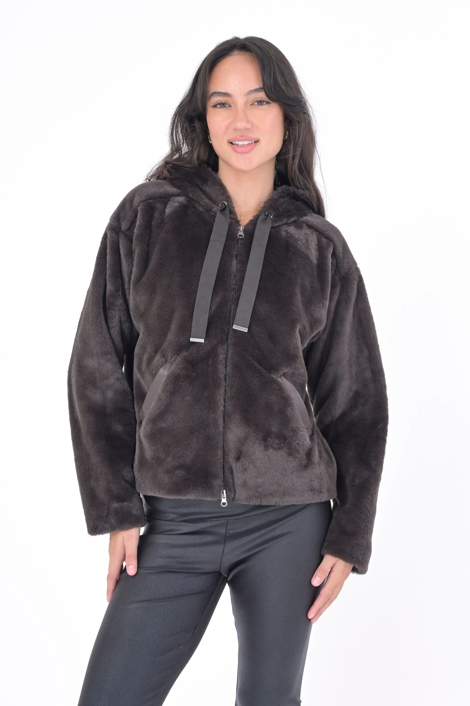 Faux Fur Hoodie Jacket