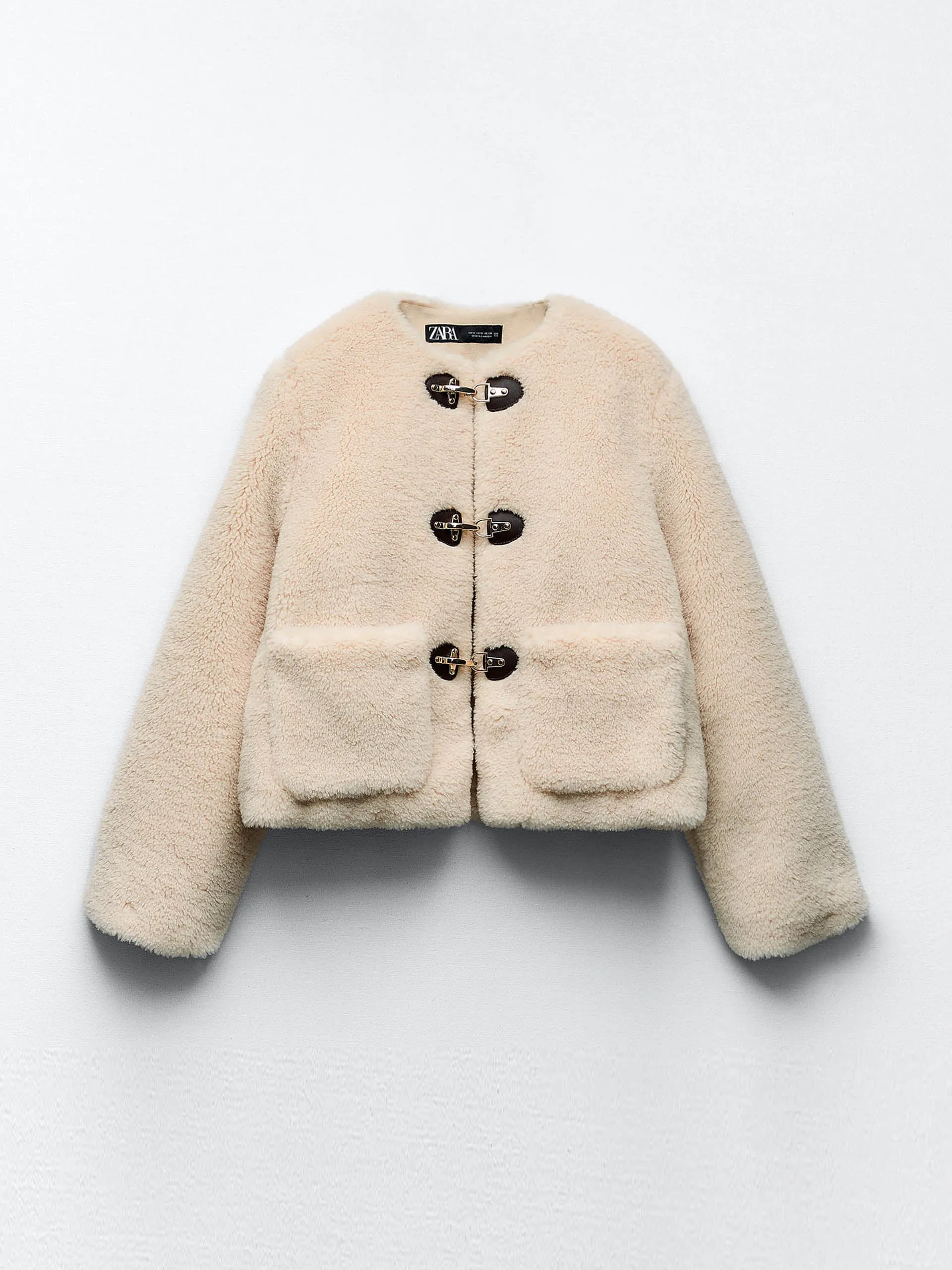 Faux shearling cropped jacket